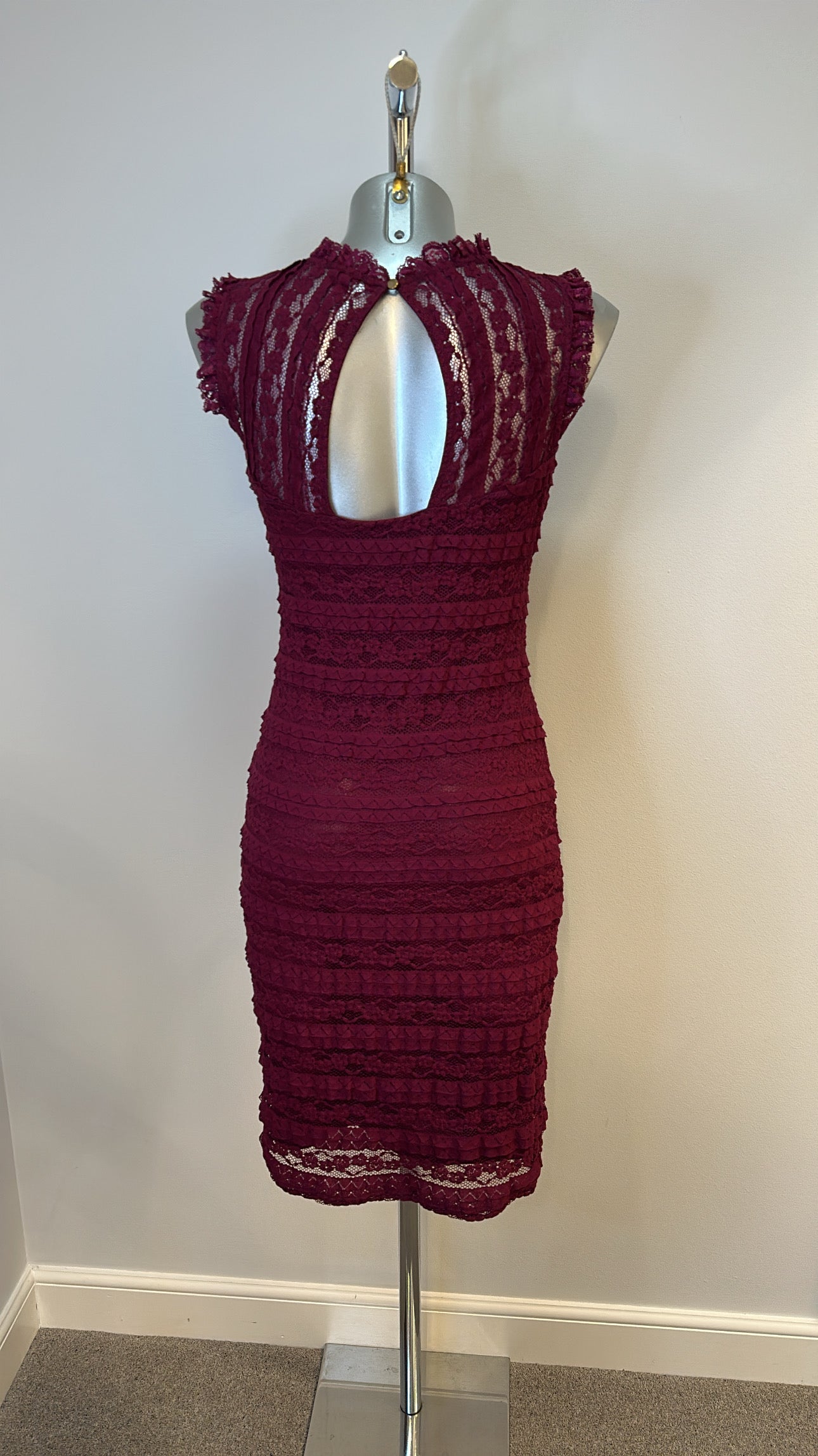 Lipsy burgundy lace dress size 10