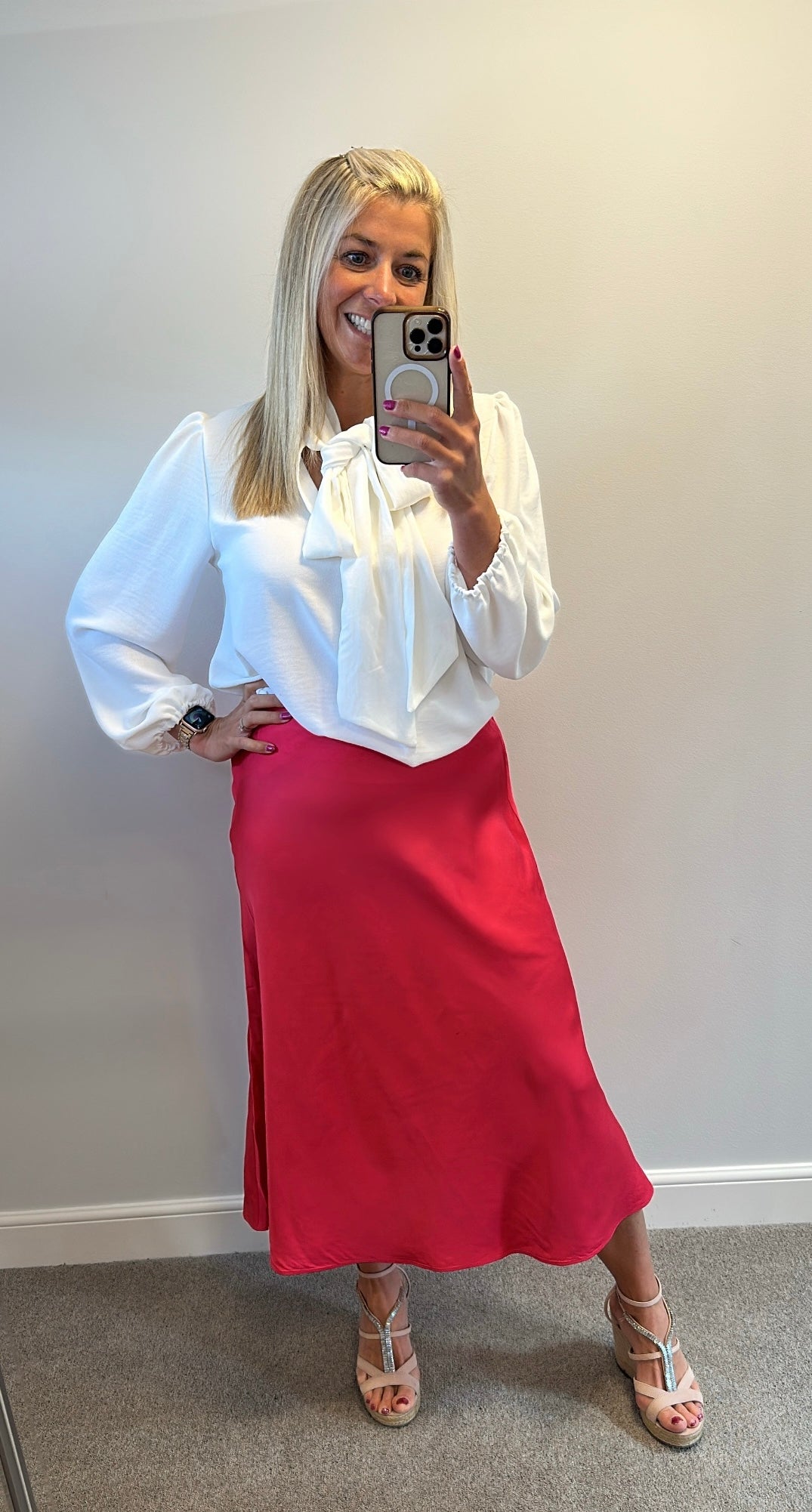 French connection pink midi skirt size M fitting up to size 12