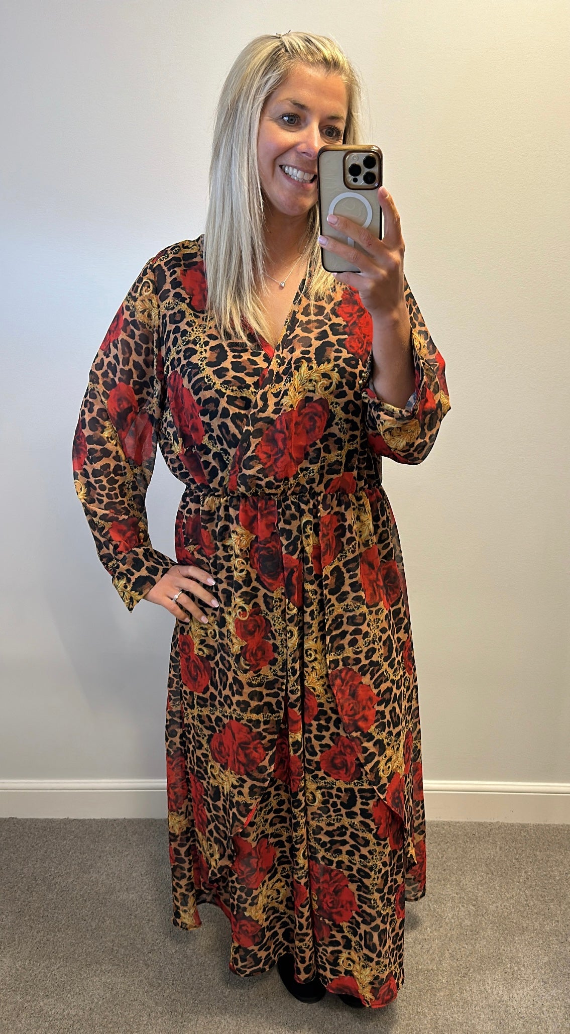 Joanna Hope animal print red rose dress size 18 brand-new with tags