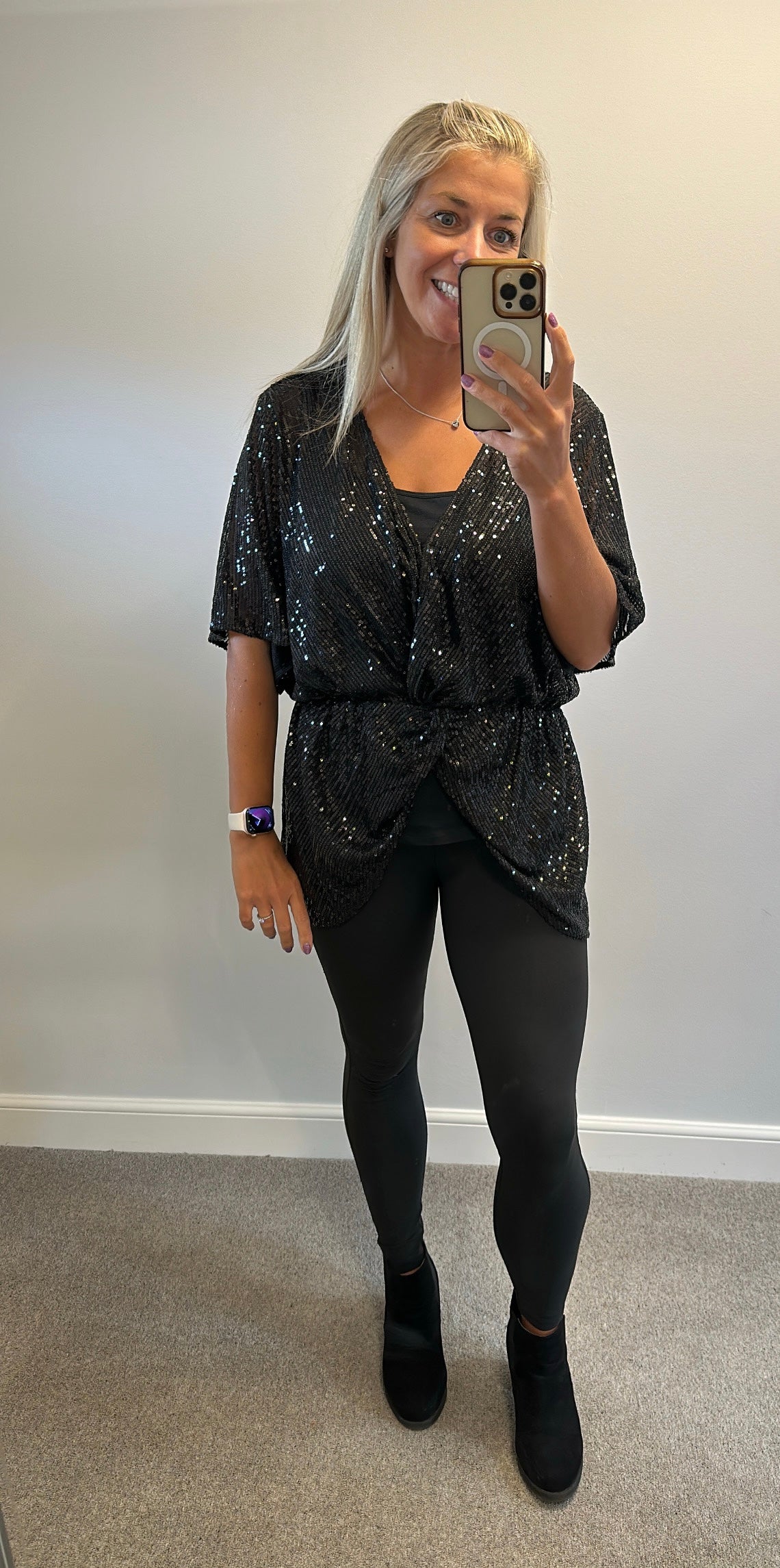 Frank usher black sequin top size S/M would fit upto size 16