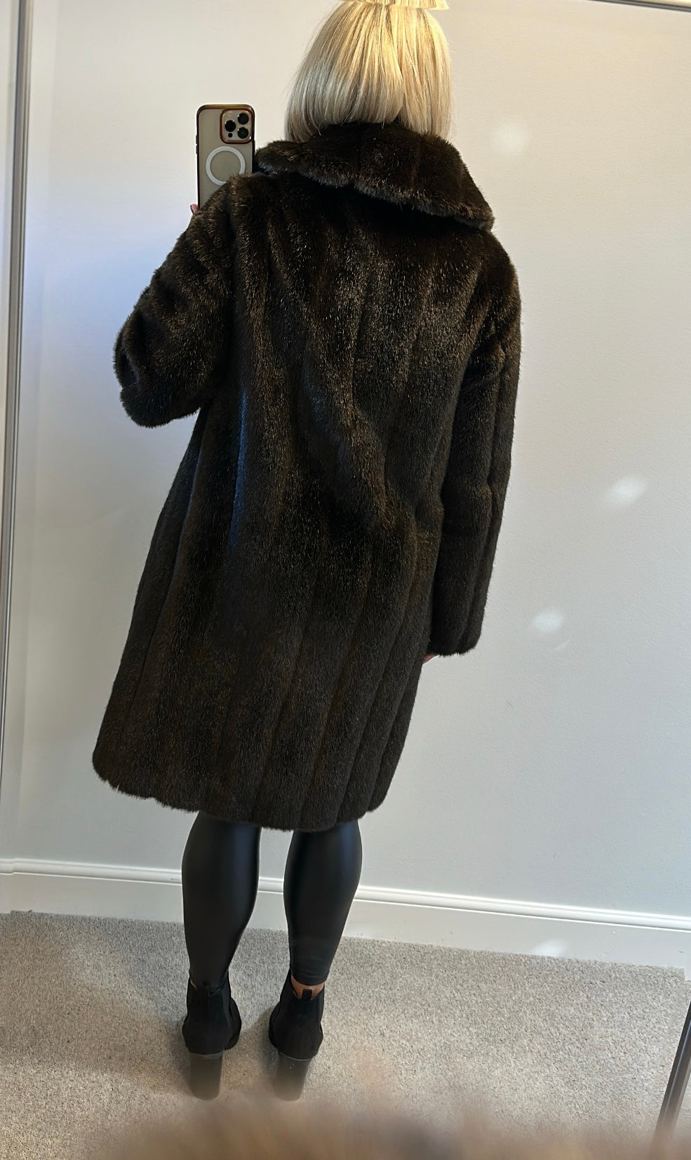 Laura Ashley brown faux fur jacket size 12