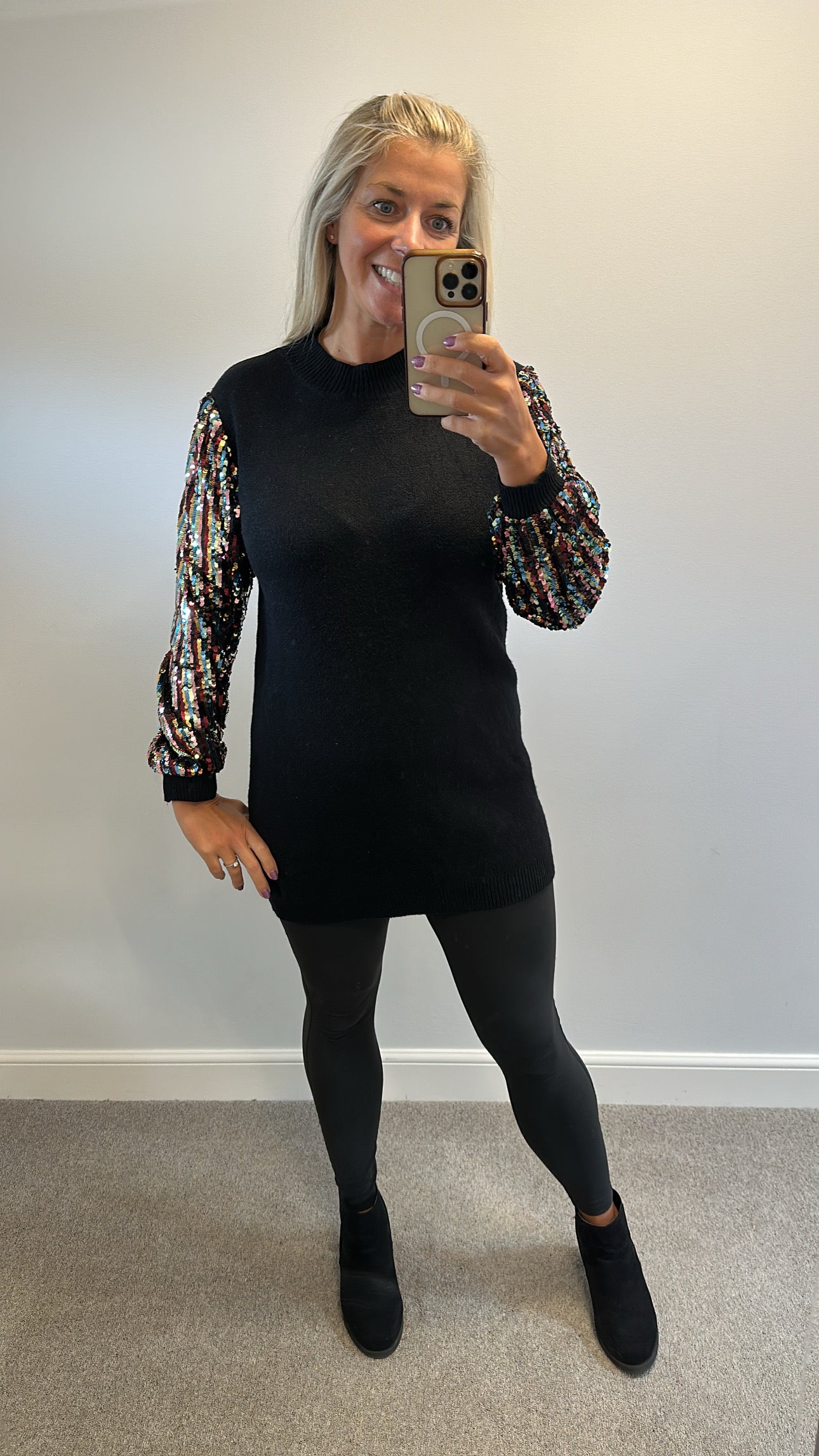 Girls on film black knit sequin jumper one size fitting upto size 14