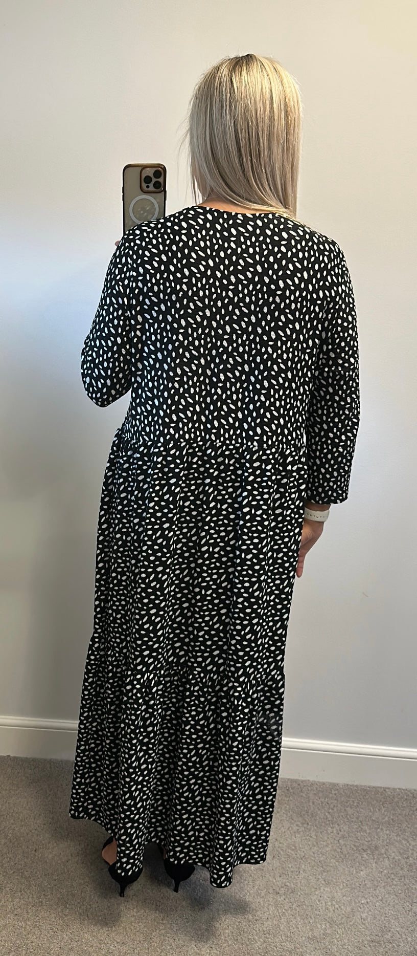 River island Black and white polka dot dress size 16