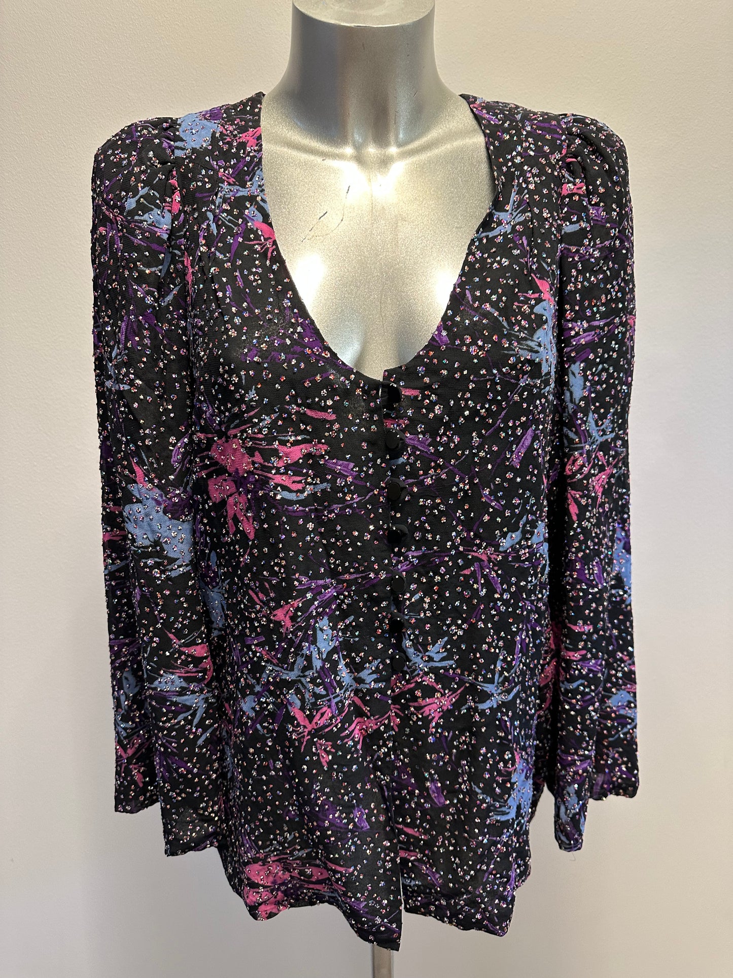 Caroline Charles black embellished top size 12