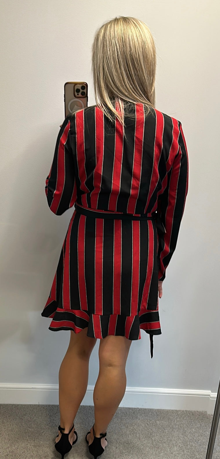 Very black and red wrap dress size 18