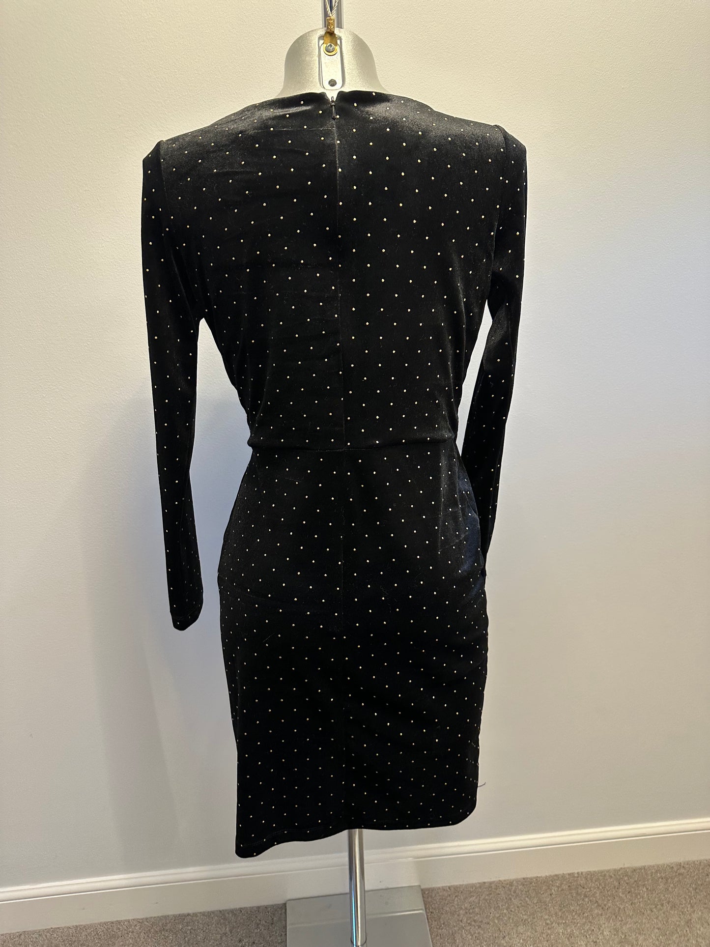 Little mistress black and gold velvet dress size 10