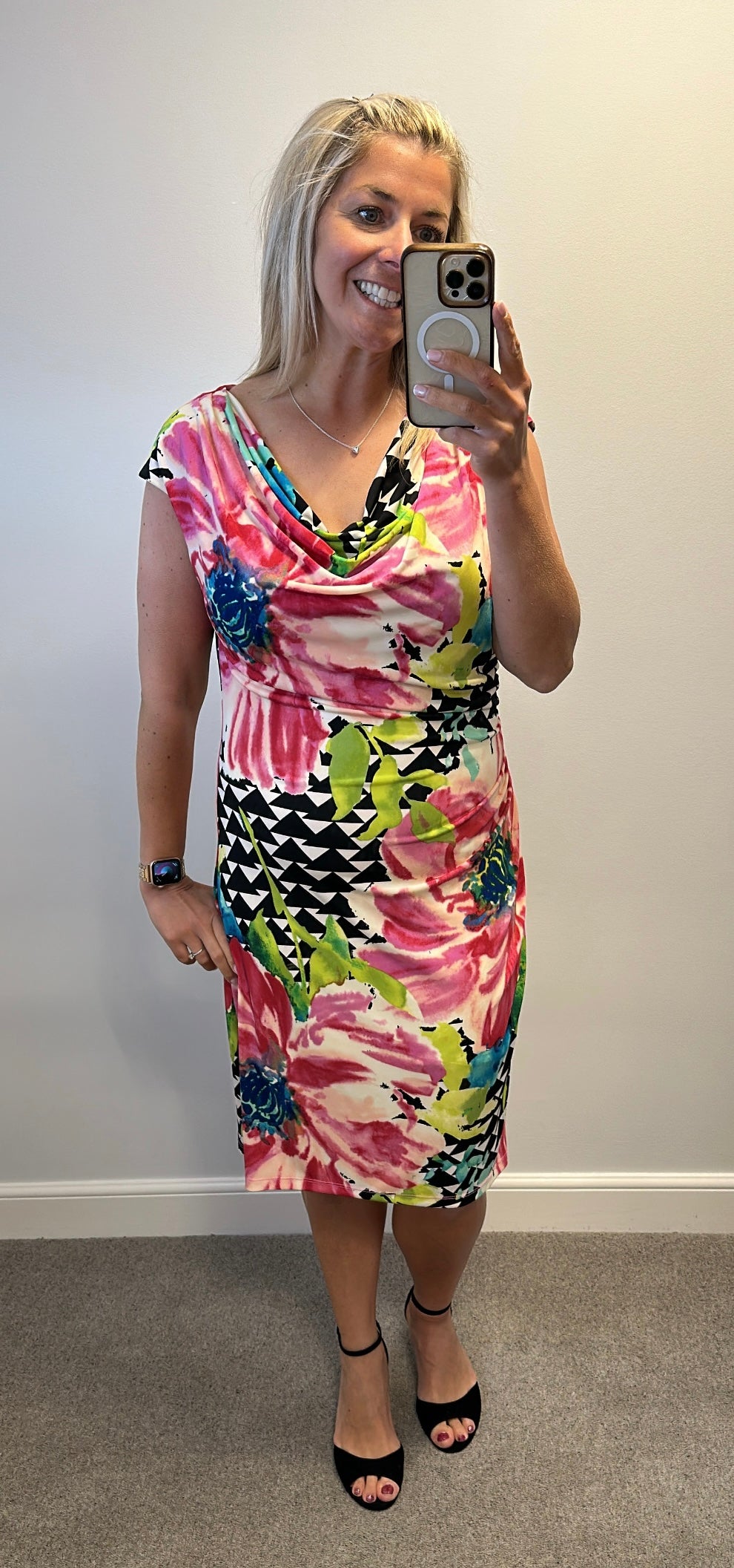 Ronni Nicole pink floral dress size 18