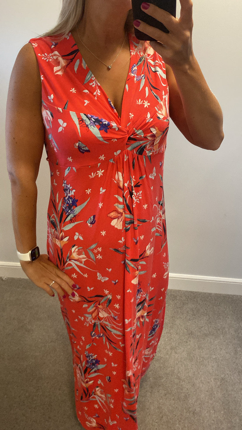 Peruna red floral maxi dress size 18