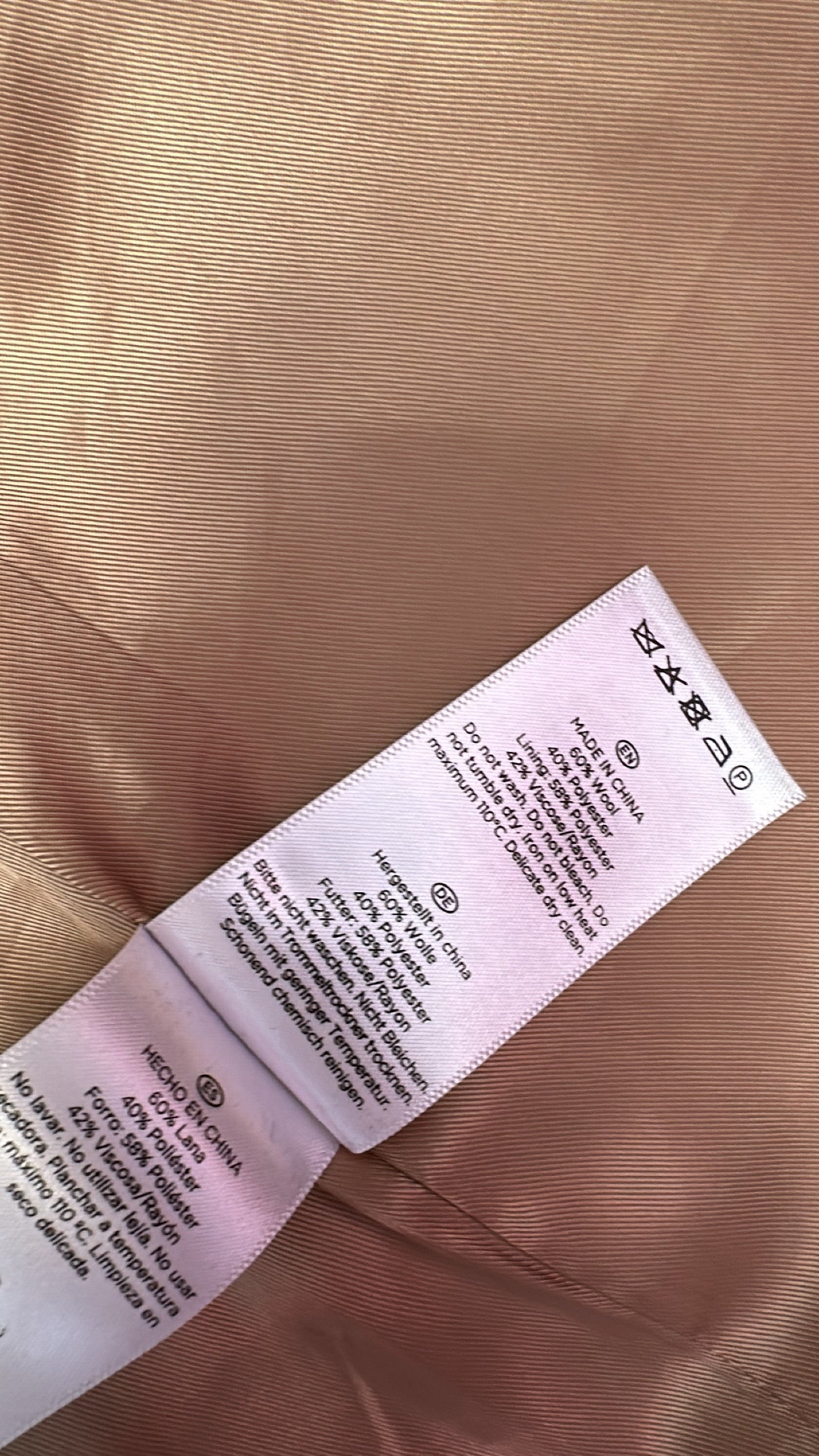 Hobbs tan wool coat size 16