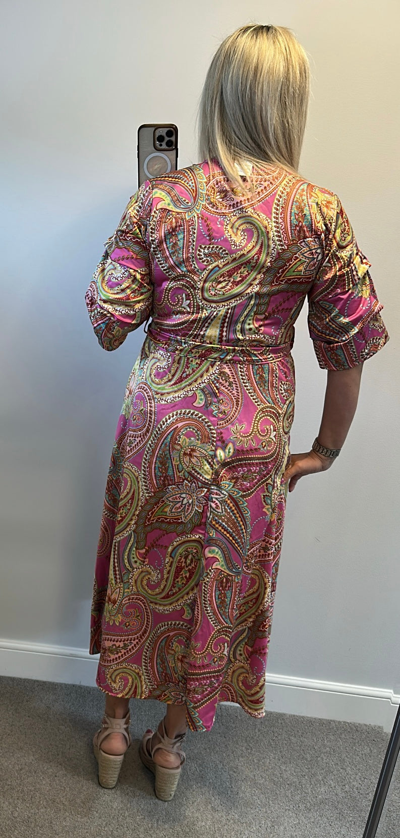 My story pink Paisley print dress one size would fit up to size 12