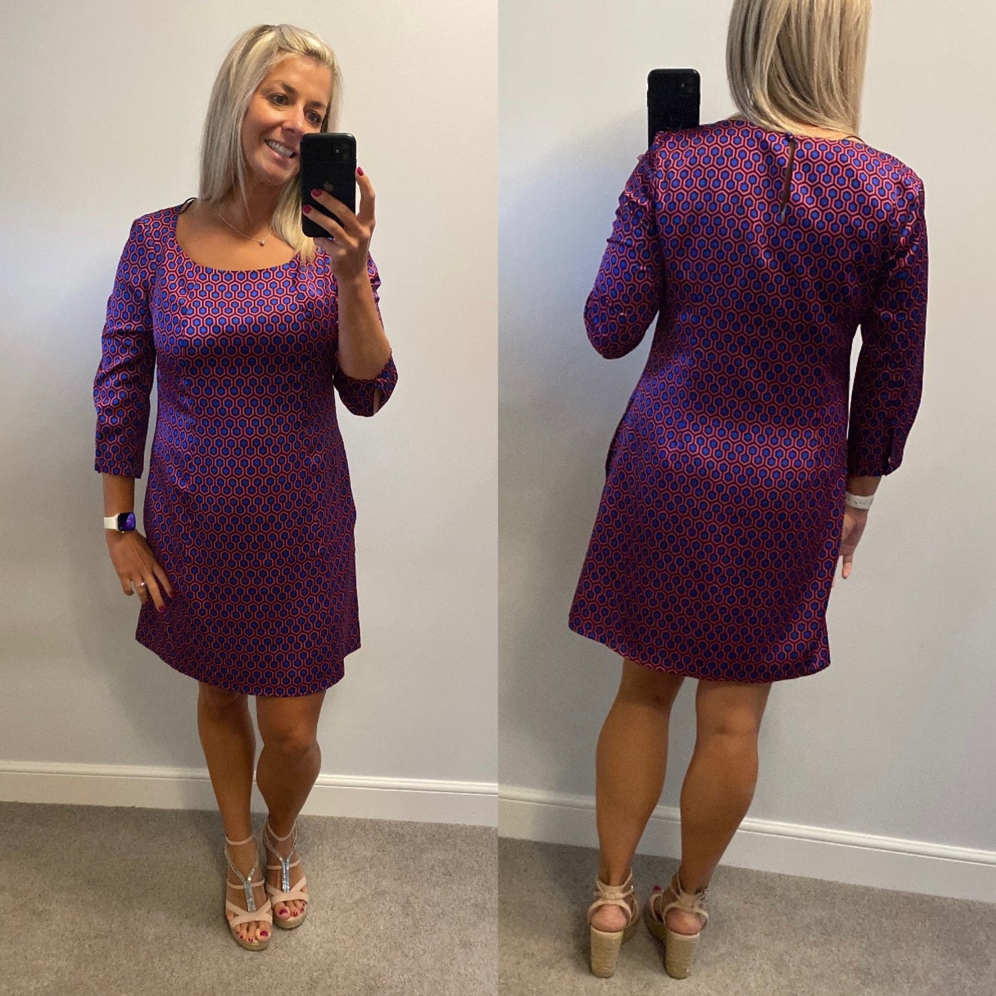 Pepperberry blue and purple print dress size 14 brand new with tags