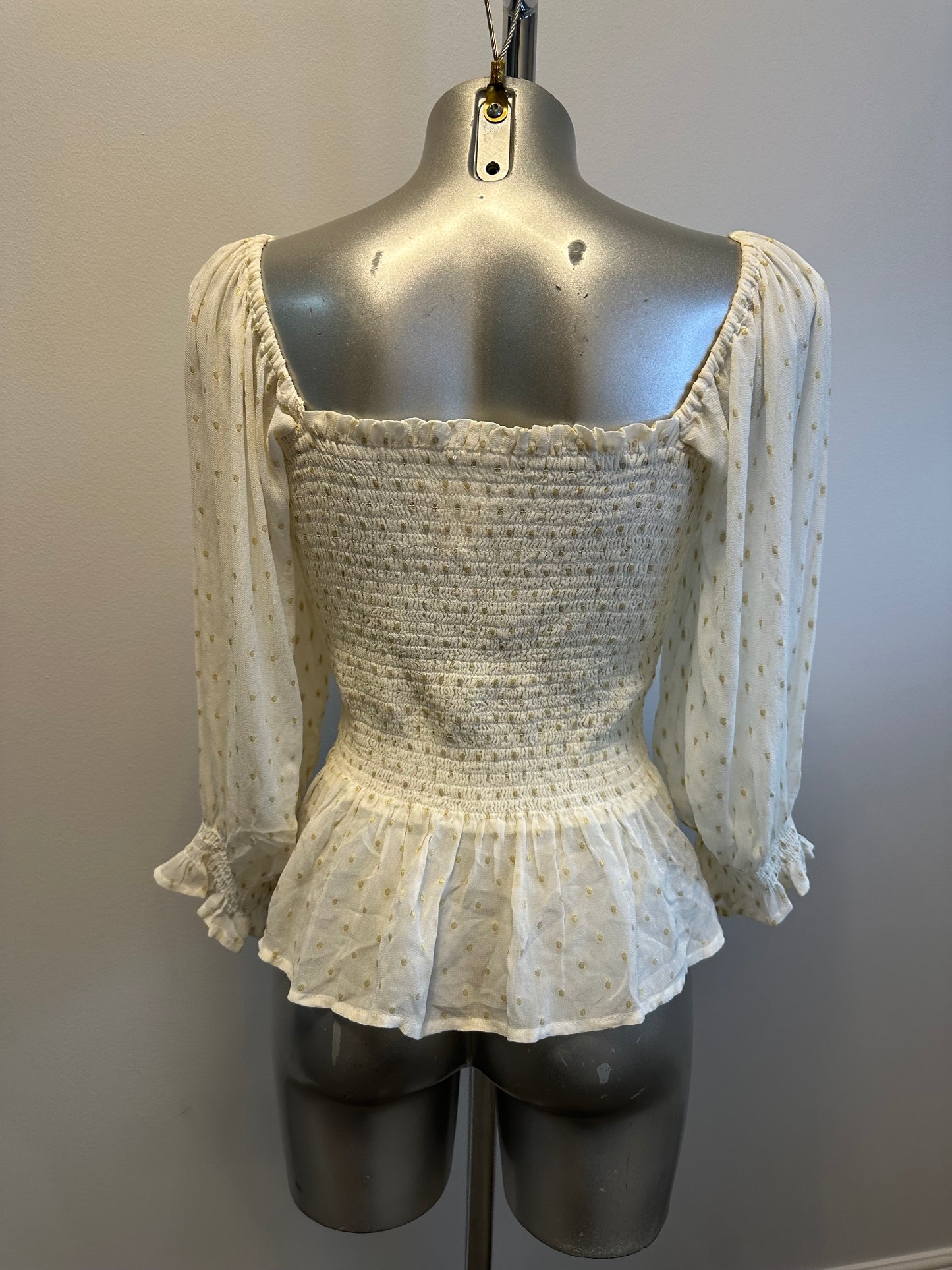 Oliver Bonas cream and gold off shoulder top size 12