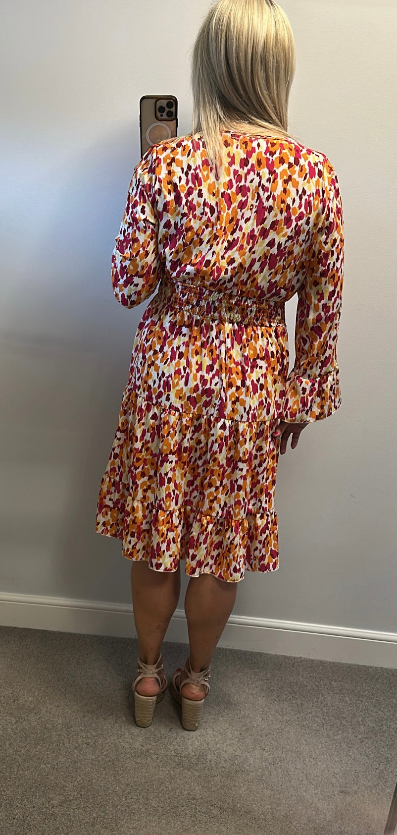 Multi coloured print dress one size would fit upto size 14