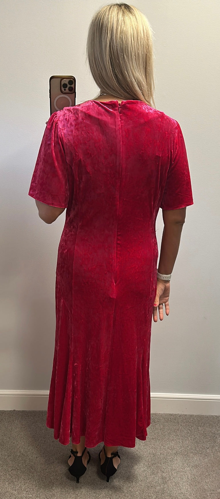 Topshop pink velvet dress size 16