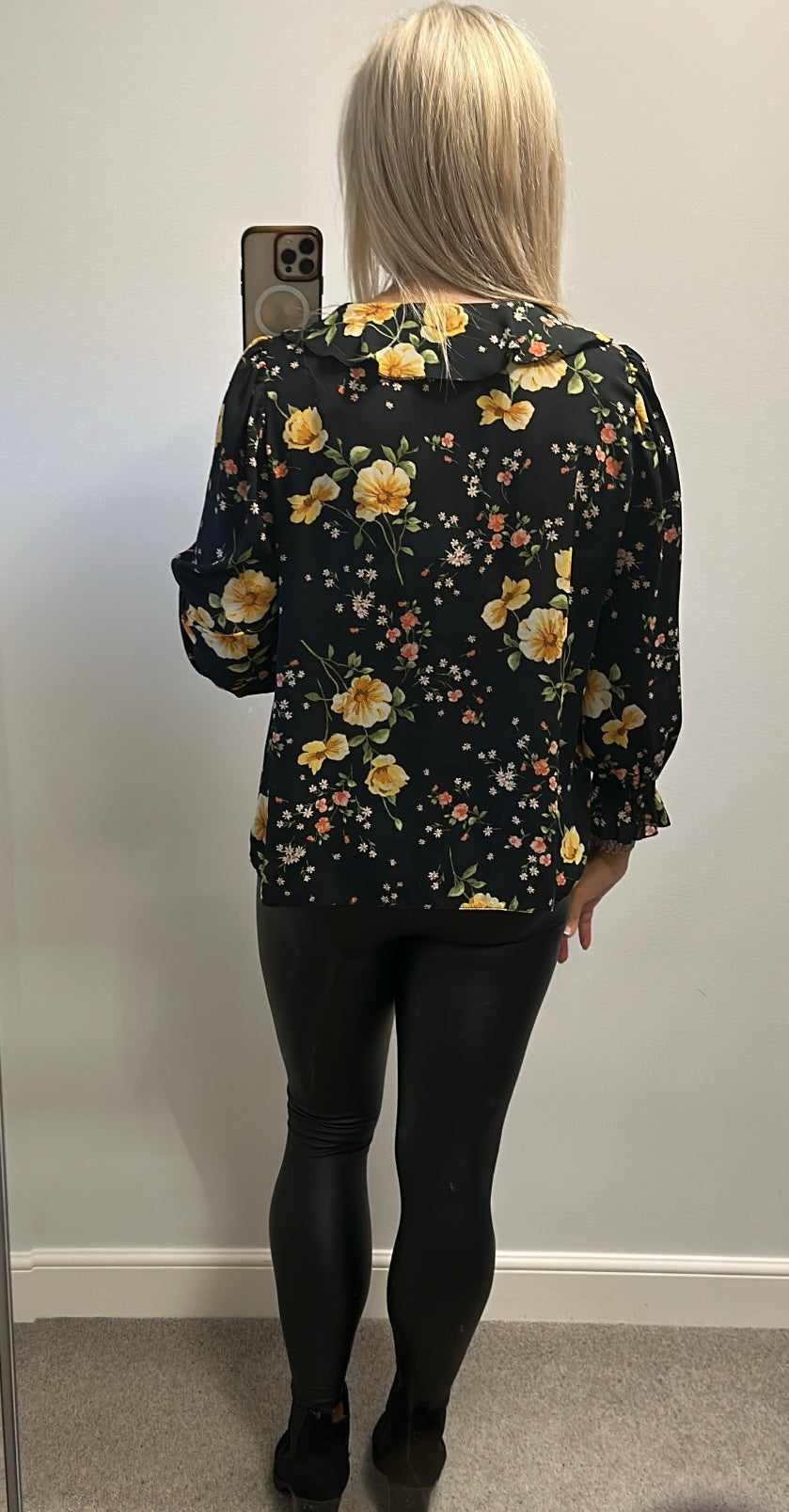 Dorothy Perkins black floral blouse size 16