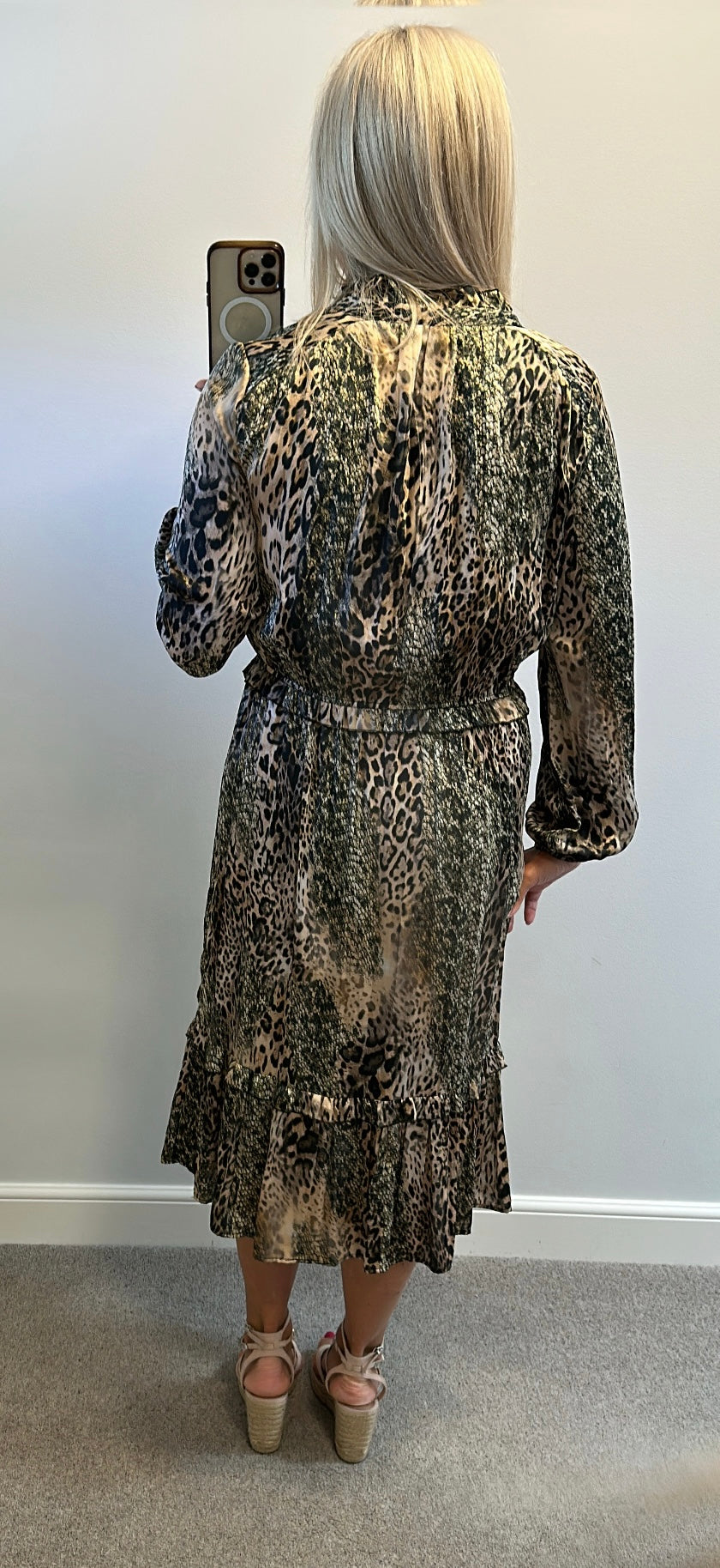 Next animal print midi silk style dress size 14