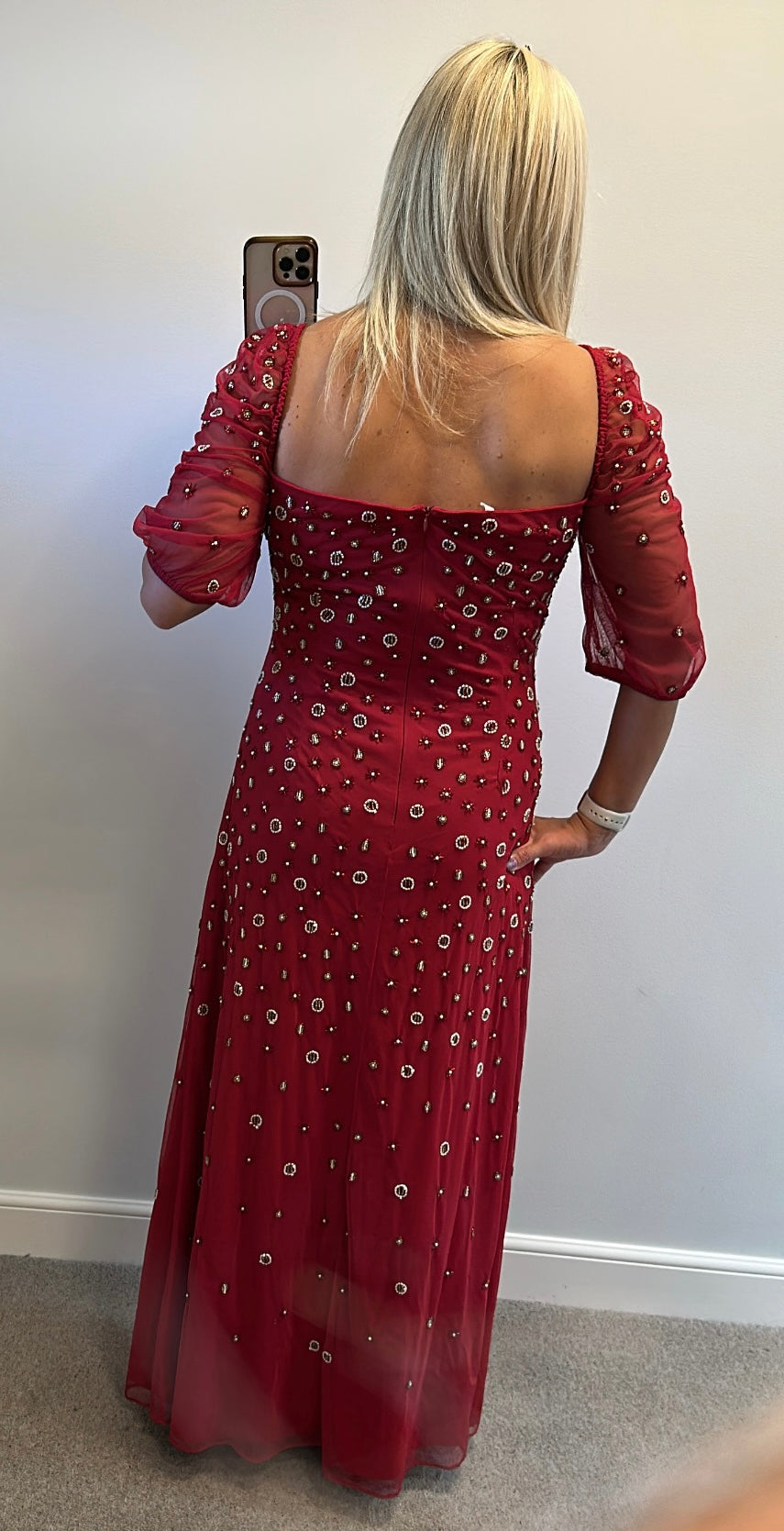 Raishma dark red embellished dress size 12