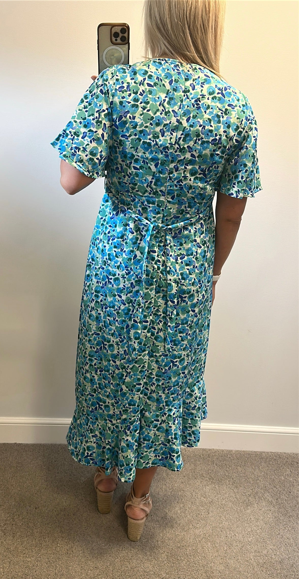 QED London blue and green floral dress size 12