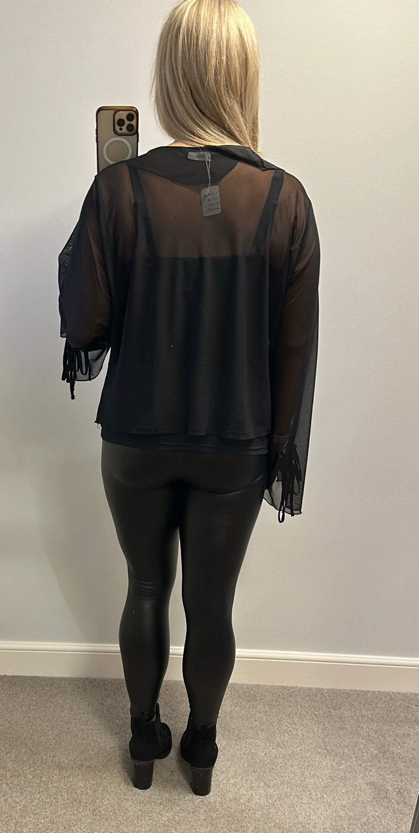 F&F black sheer ruffle top size 22