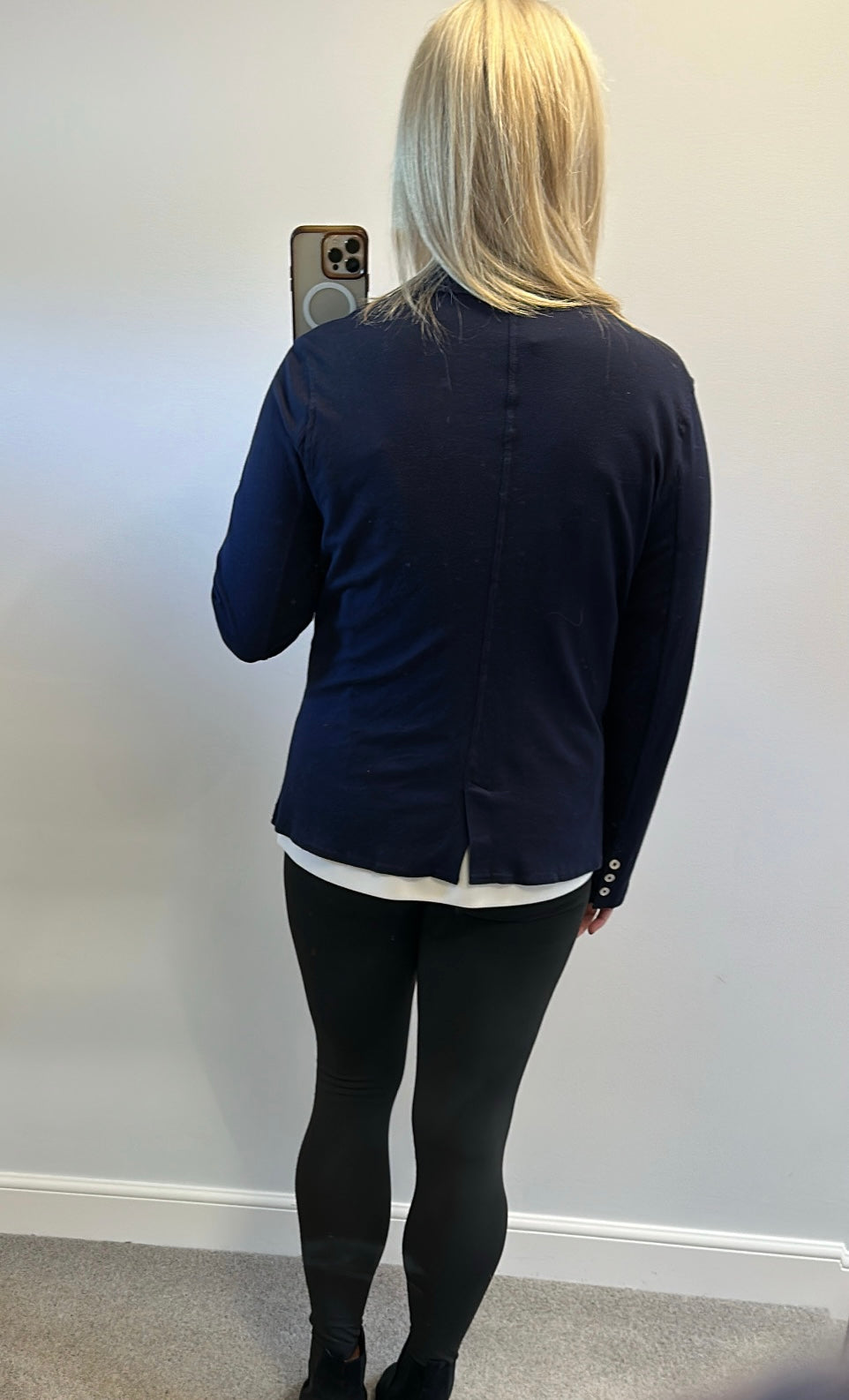 Ralph Lauren navy blazer size L would fit upto size 16