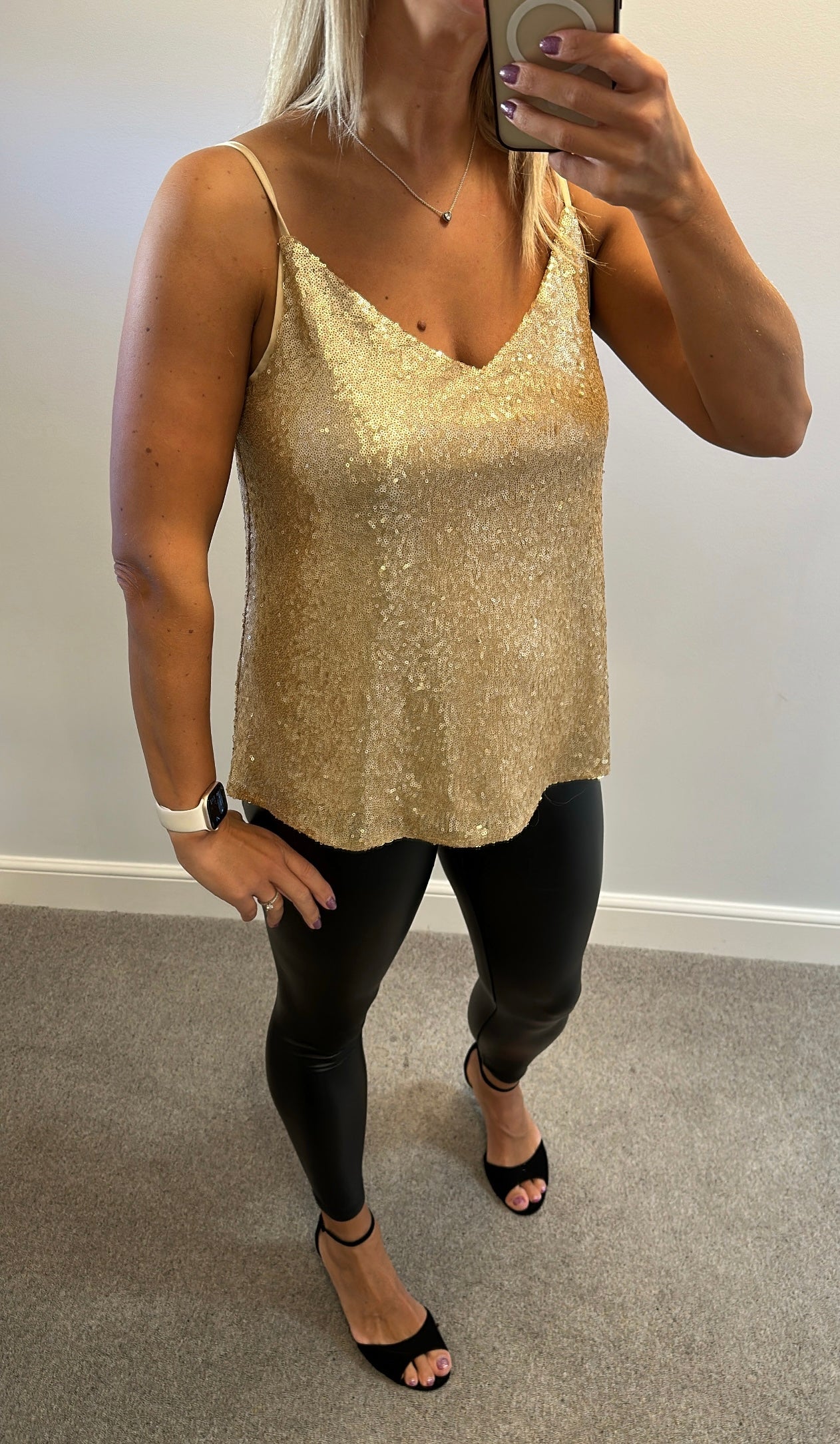 F&F gold sequin top size 10
