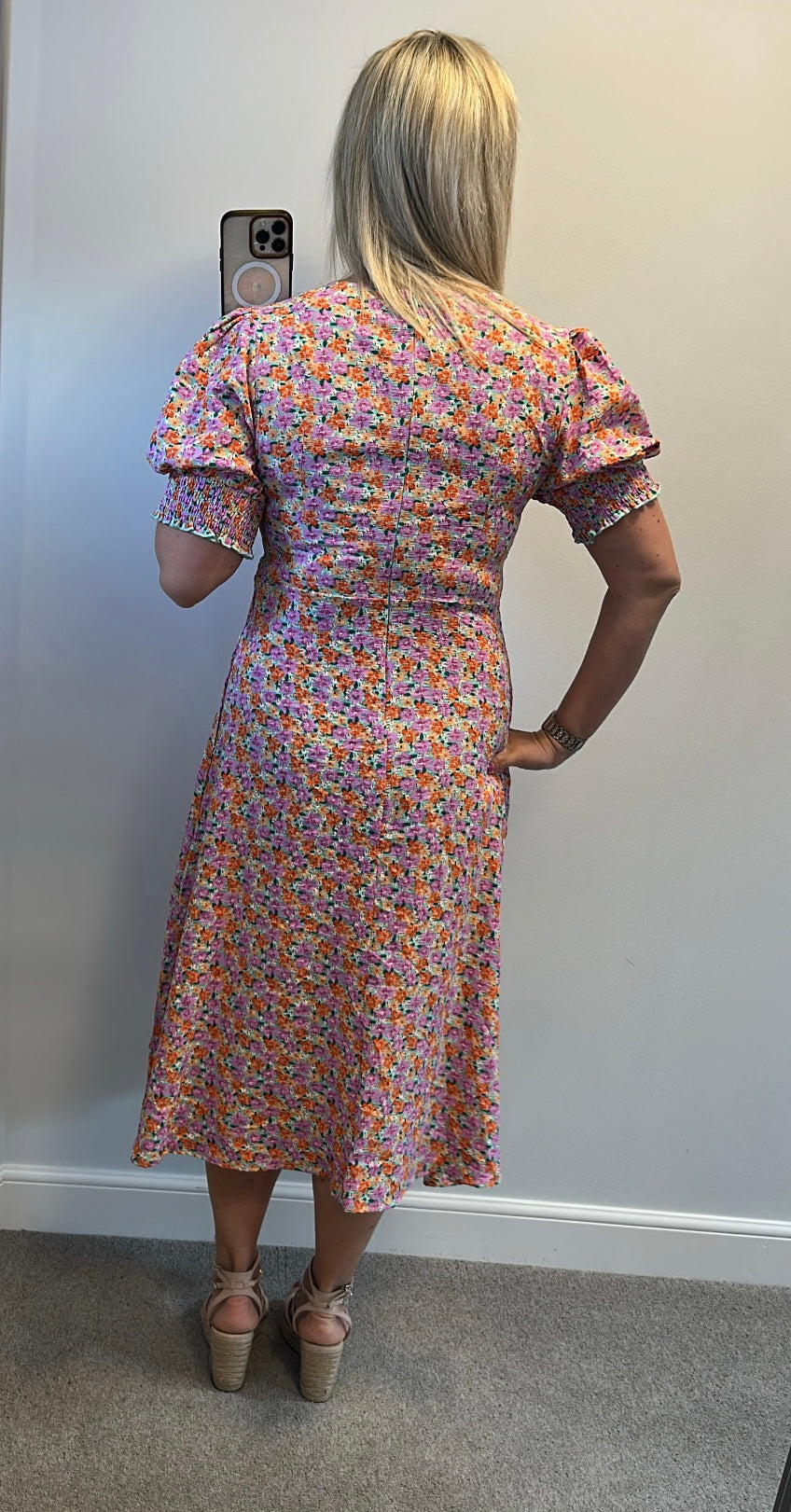 QED London purple / orange and green floral dress size 12 brand-new with tags