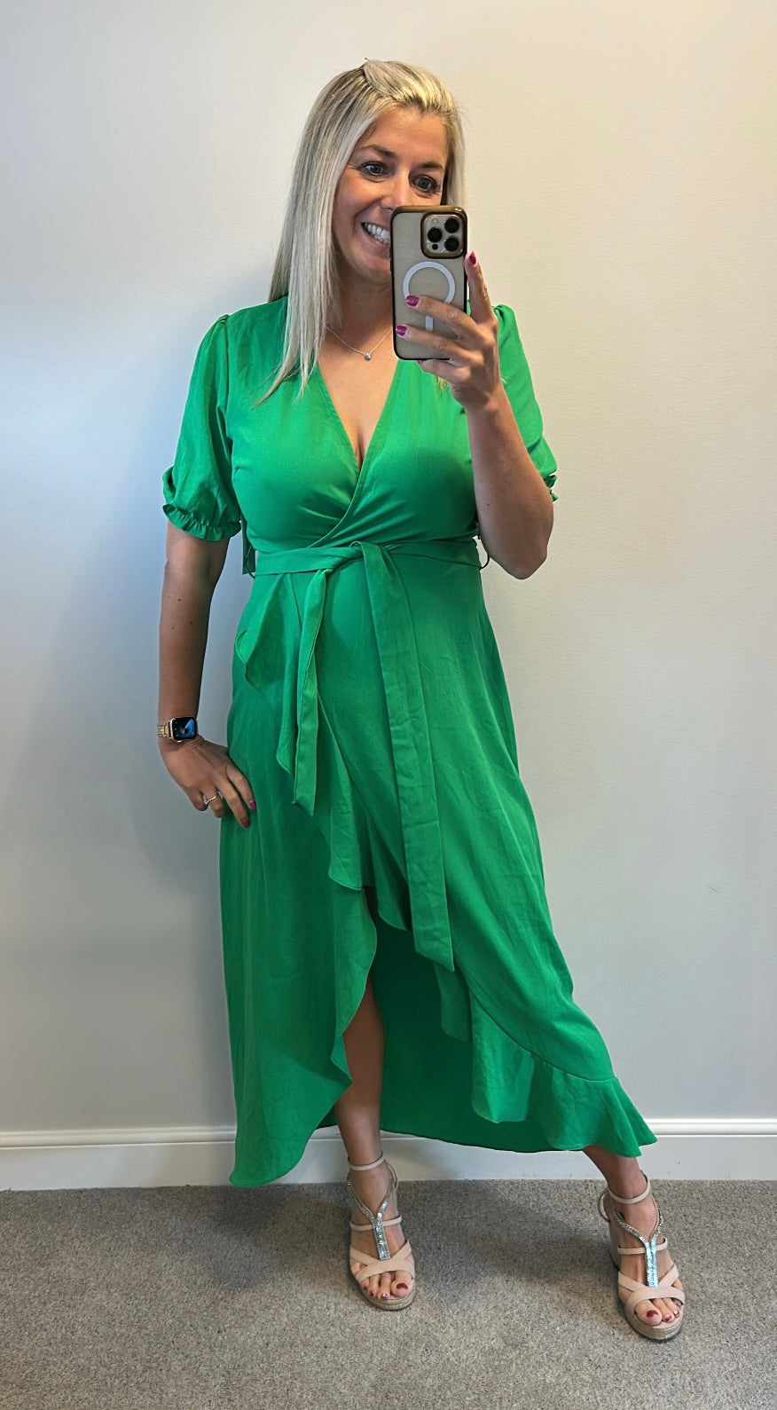 Girl in mind long green floaty dress size 12