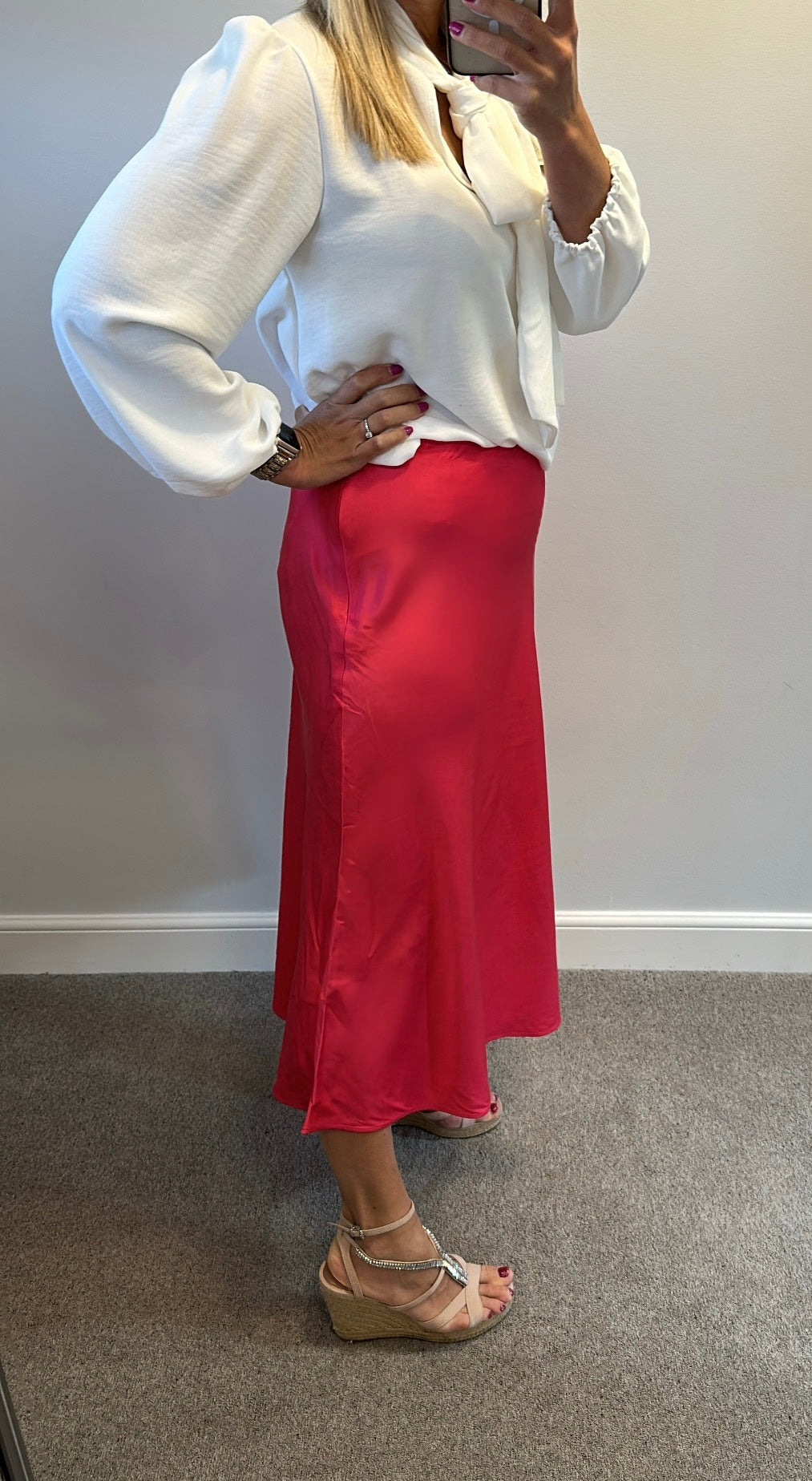 French connection pink midi skirt size M fitting up to size 12