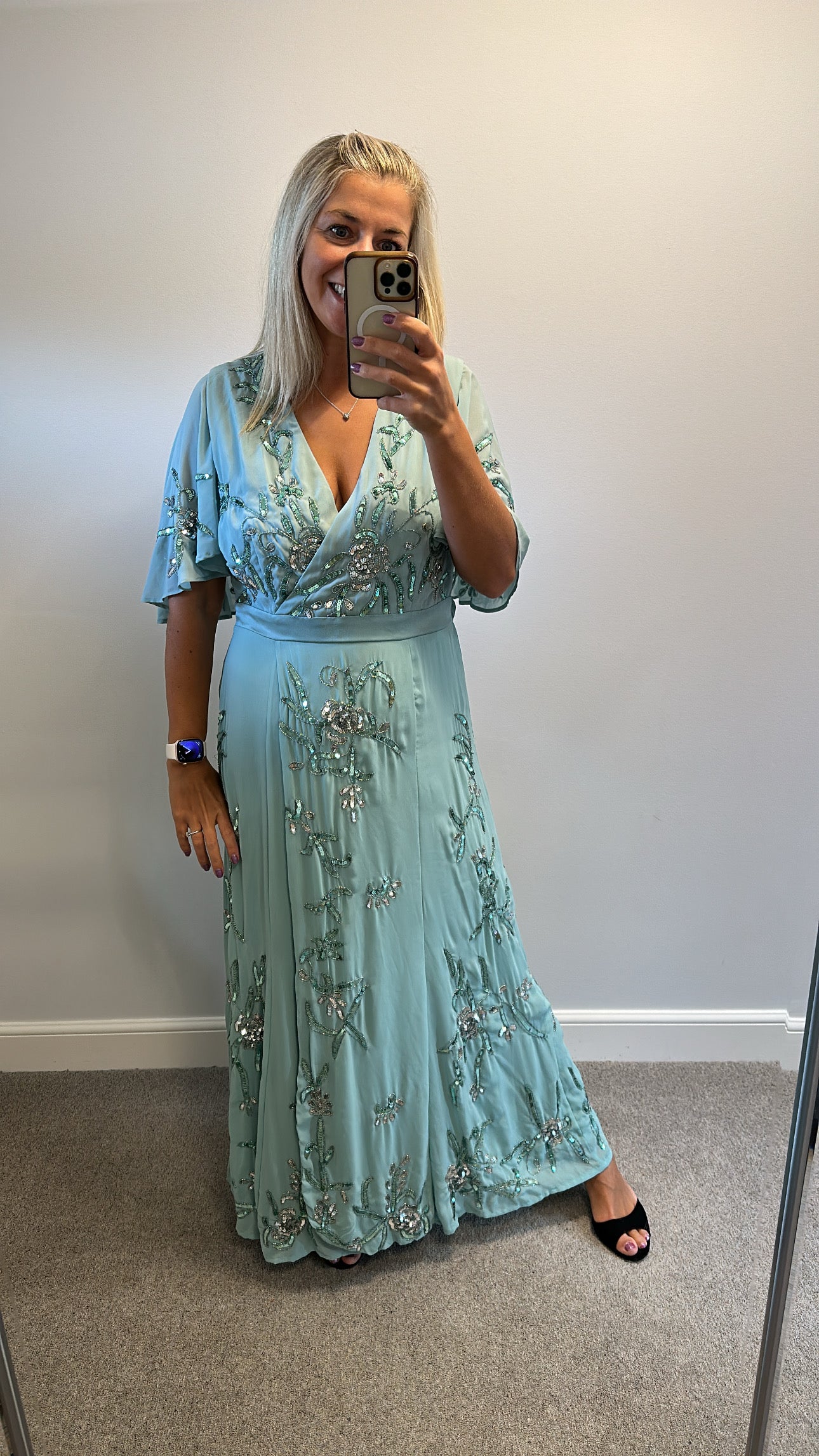 Joanna Hope Mint green sequin dress size 12
