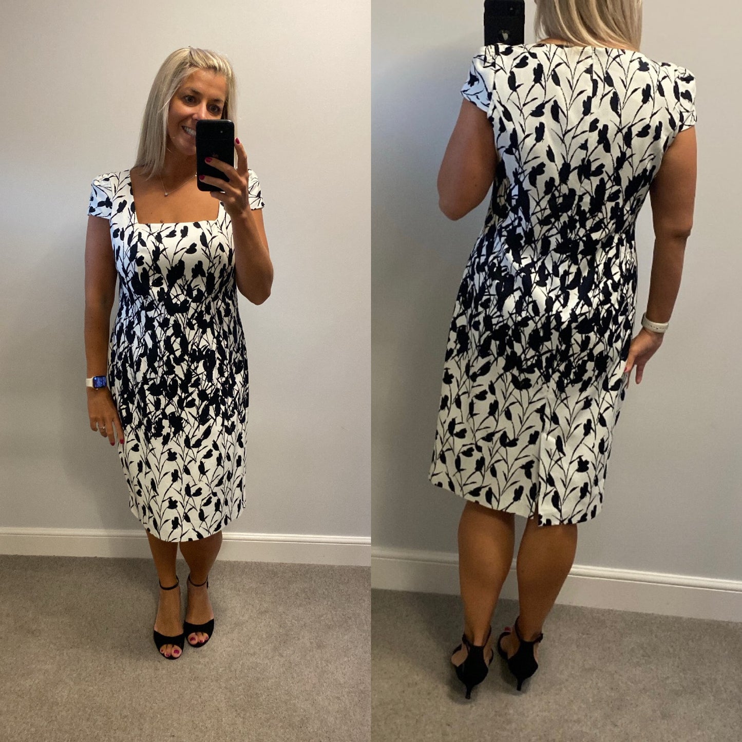 Michaela Louise white and black floral dress size 16