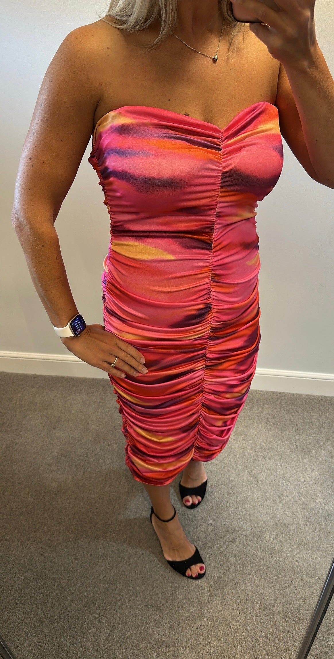 Multi coloured print bandeau dress size L would fit upto size 12