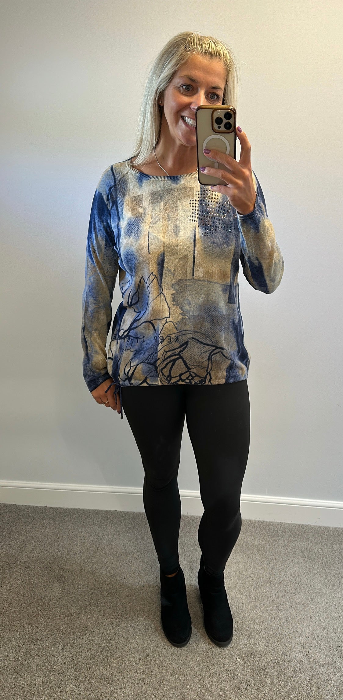 Rabe navy / beige embellished top fitting upto size 18
