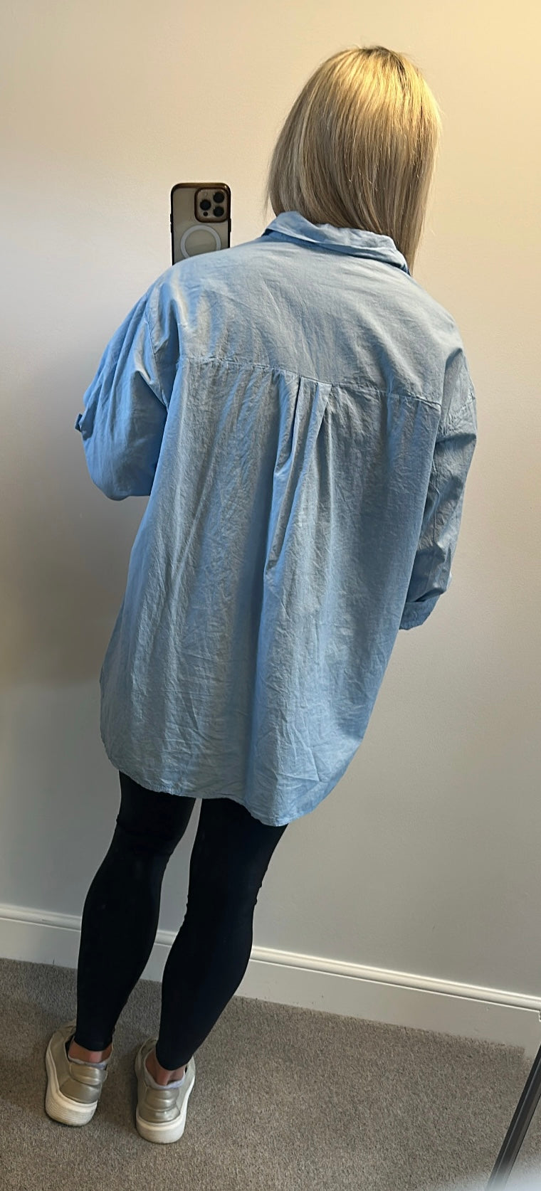 New collection blue sequin flower shirt onesize fitting upto size 18 brand new with tags