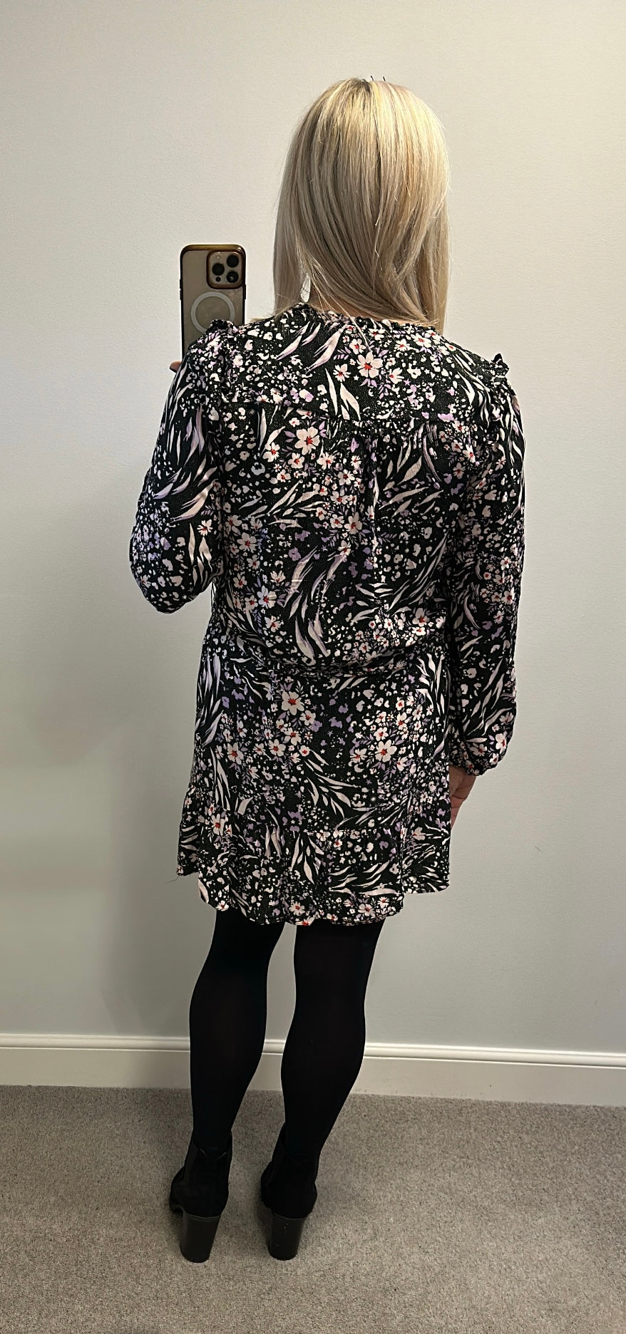 Marks and Spencer’s black / purple floral shimmer dress size 10