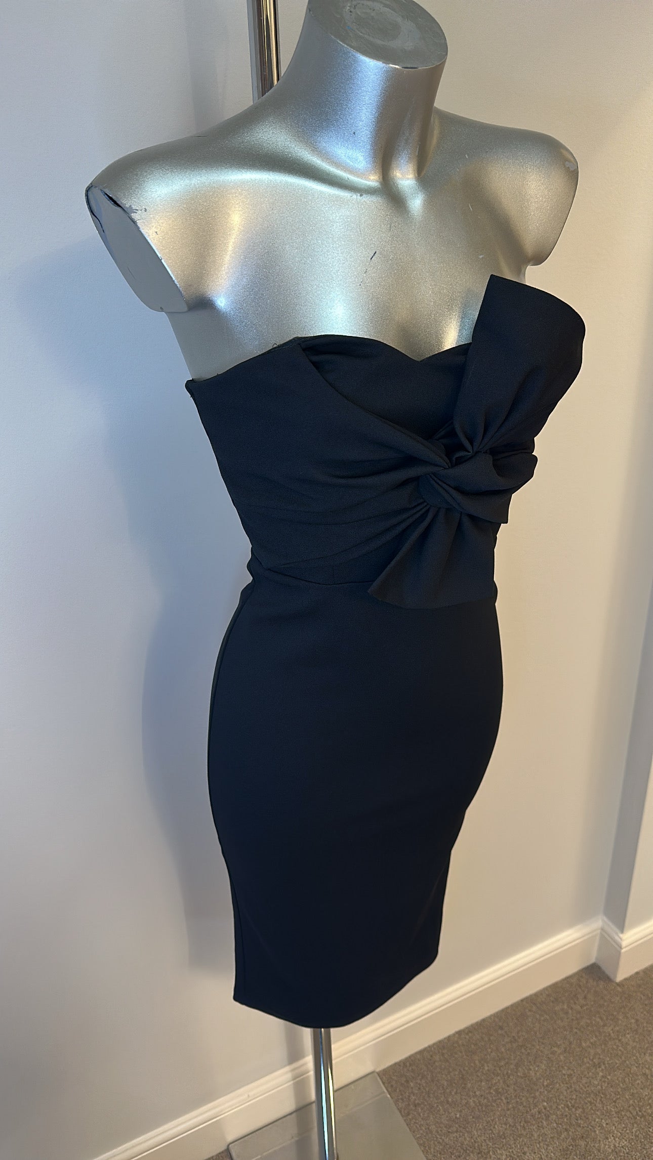 Pink boutique black bow bandeau dress size 8