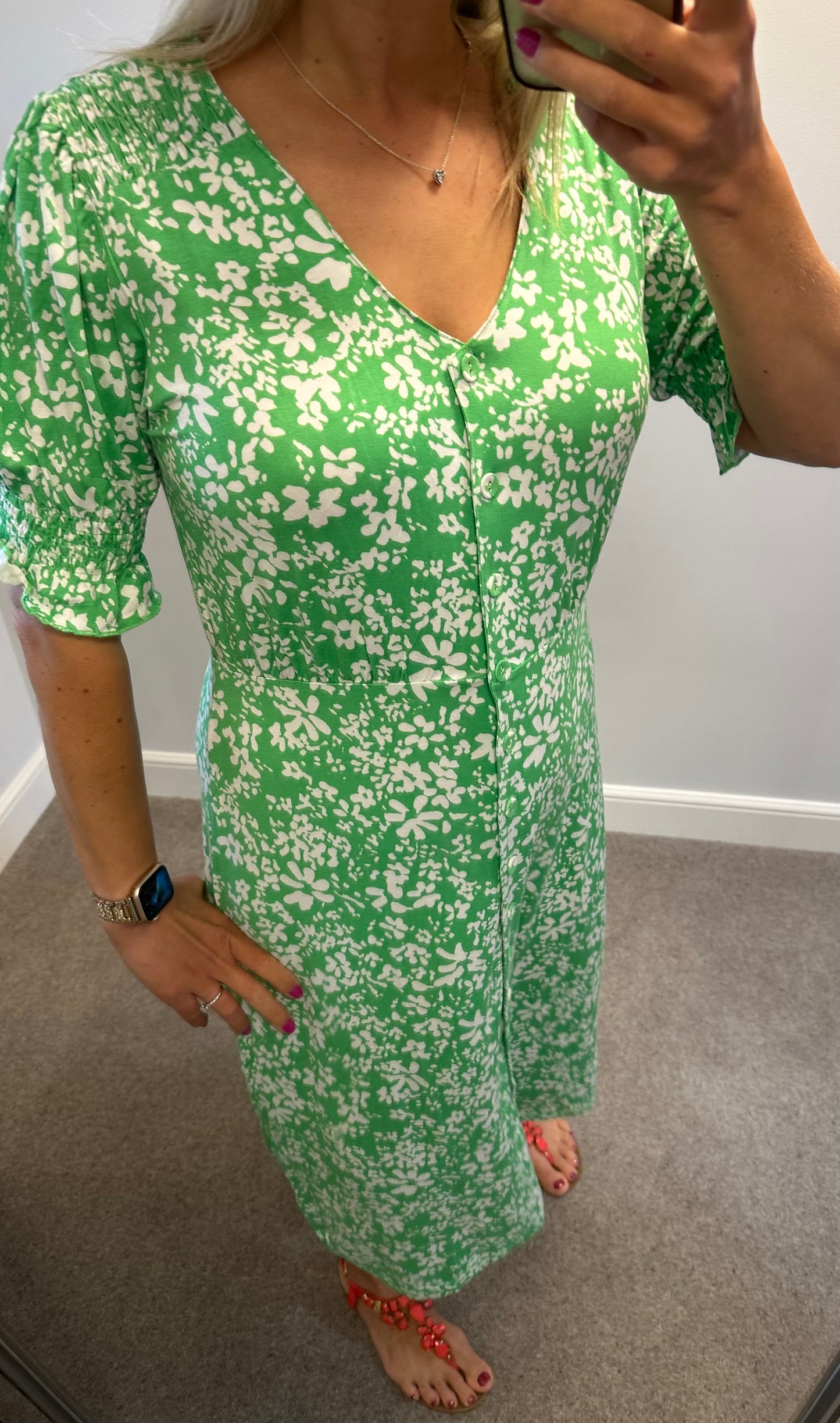 French connection green print dress size 12 brand new with tags