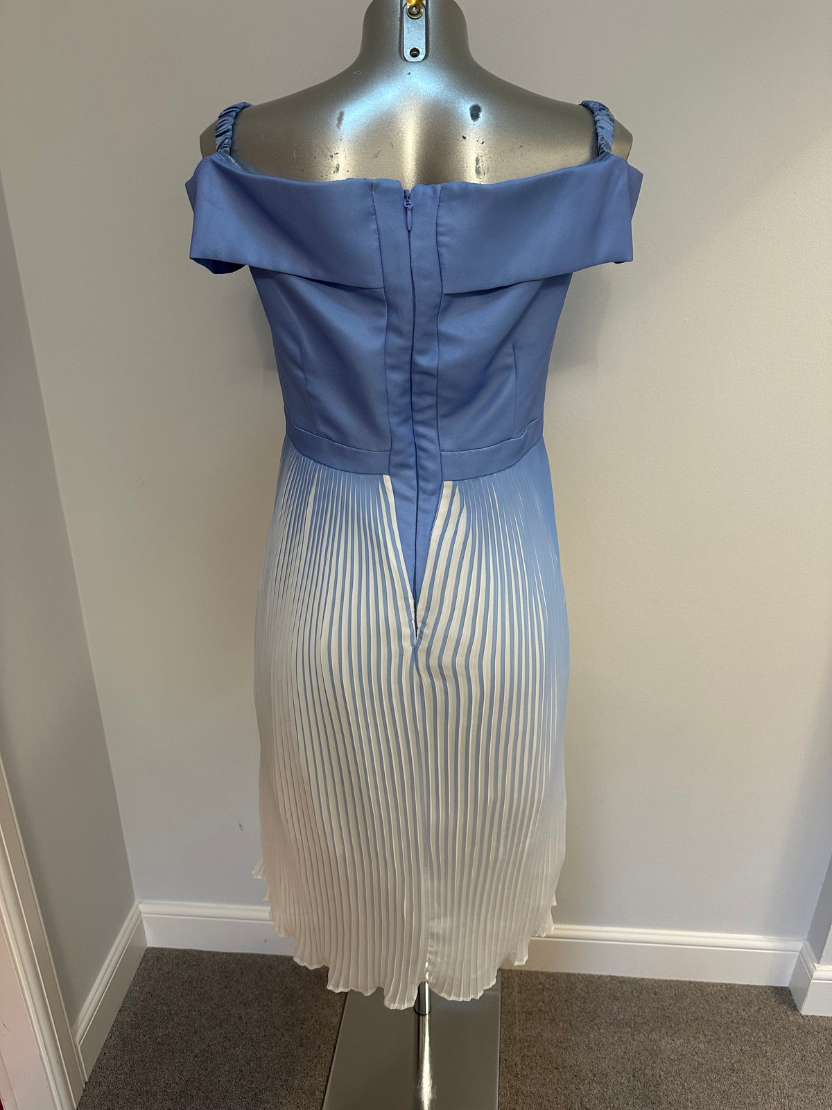 Chi chi baby blue and white ruffle dress size 10