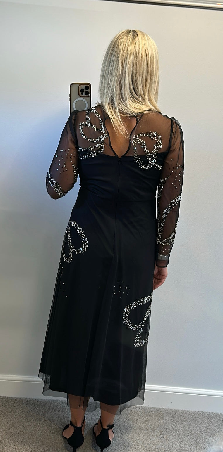 Monsoon black embellished dress size 12