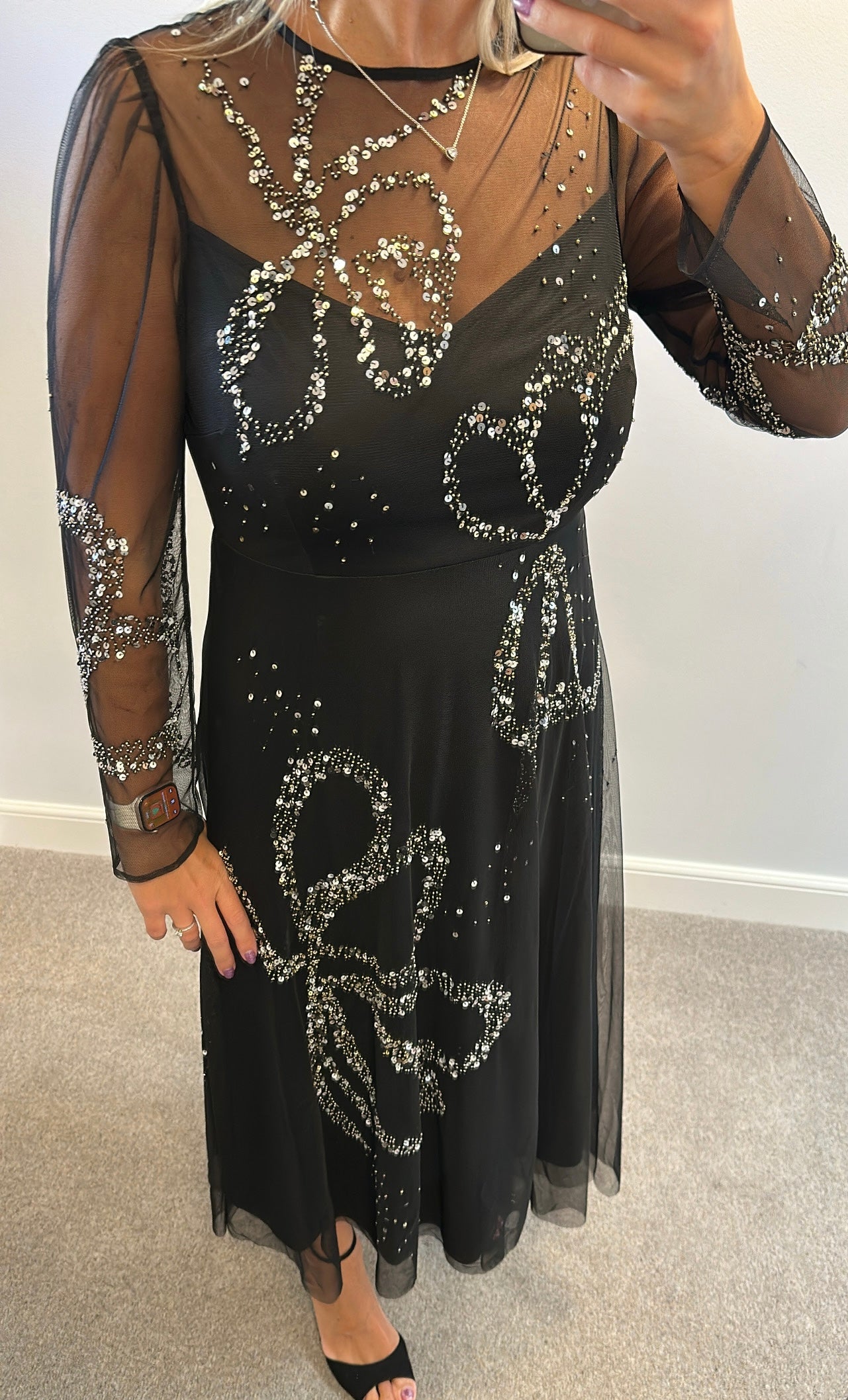 Monsoon black embellished dress size 12
