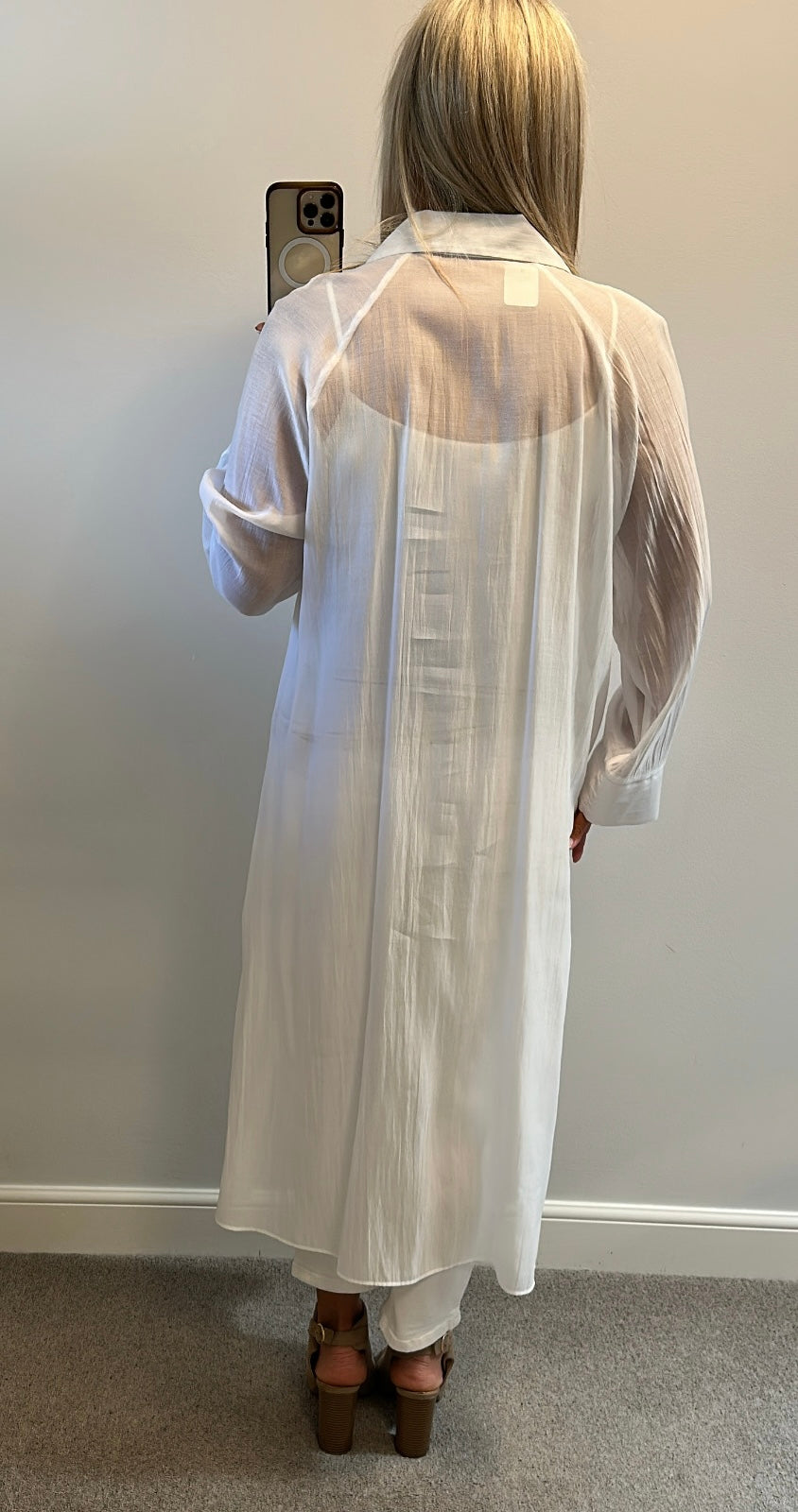 Next white sheer shirt dress size 18
