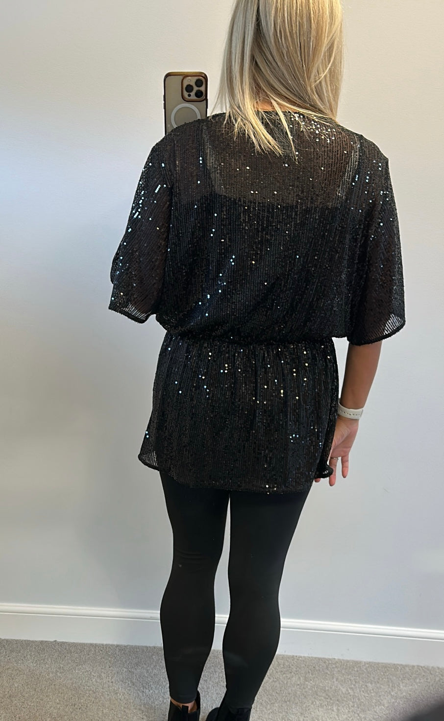 Frank usher black sequin top size S/M would fit upto size 16