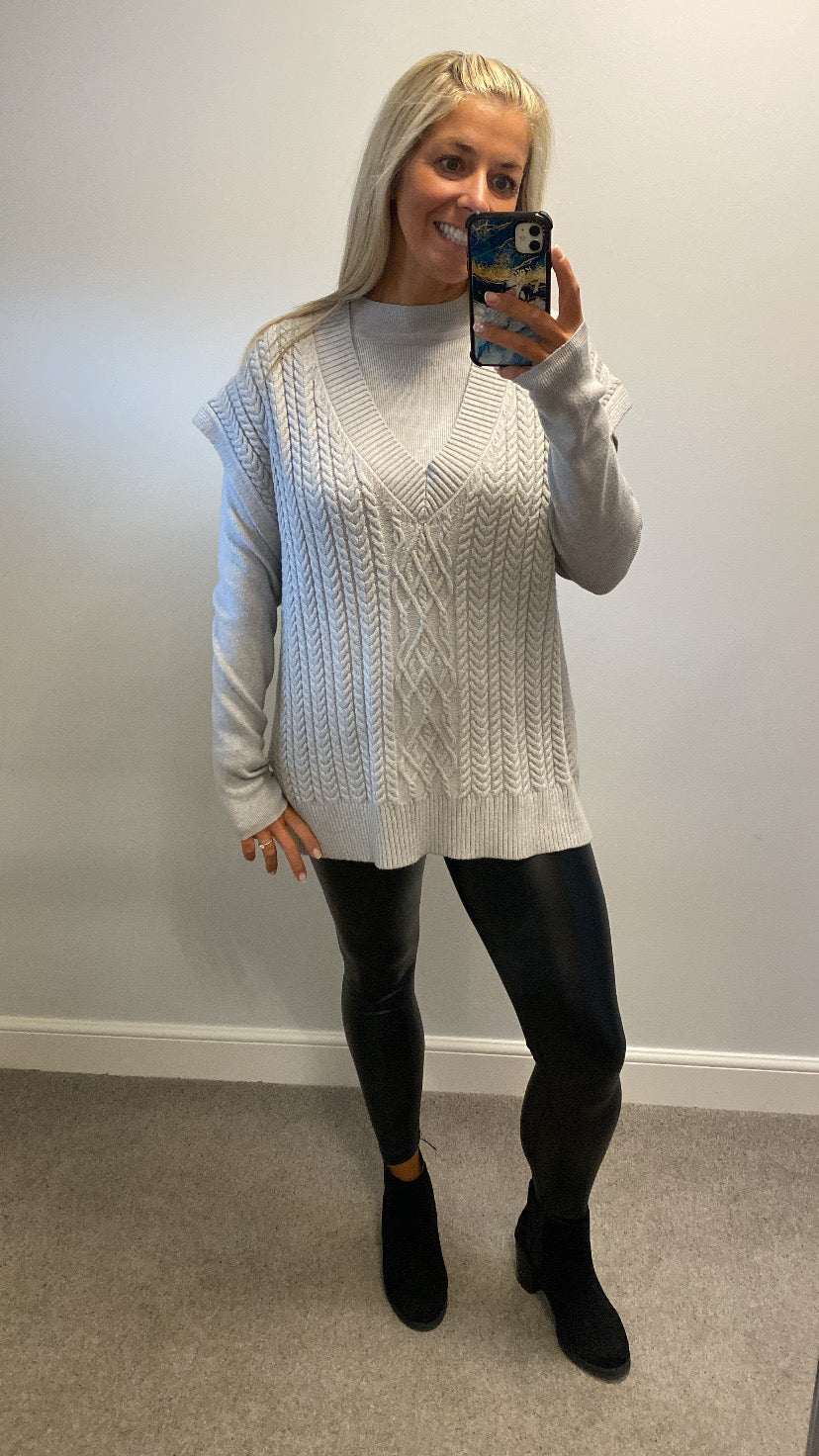 Next grey 2 piece knit top size L fitting upto size 18