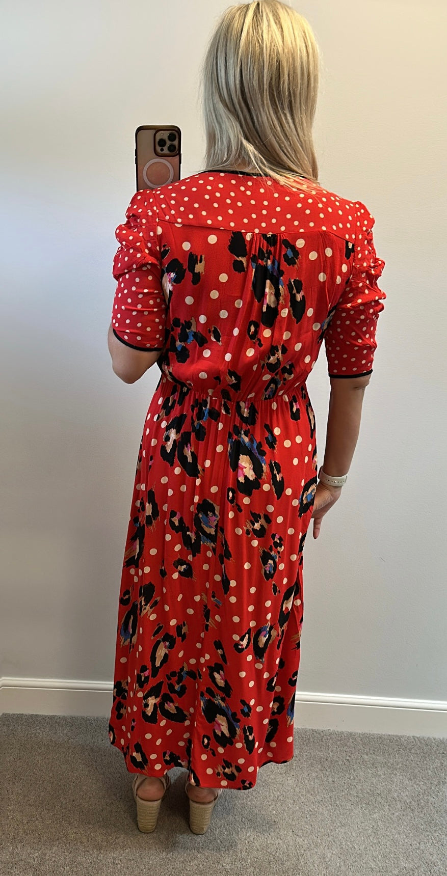 Red polka dot dress one size fitting upto size 16
