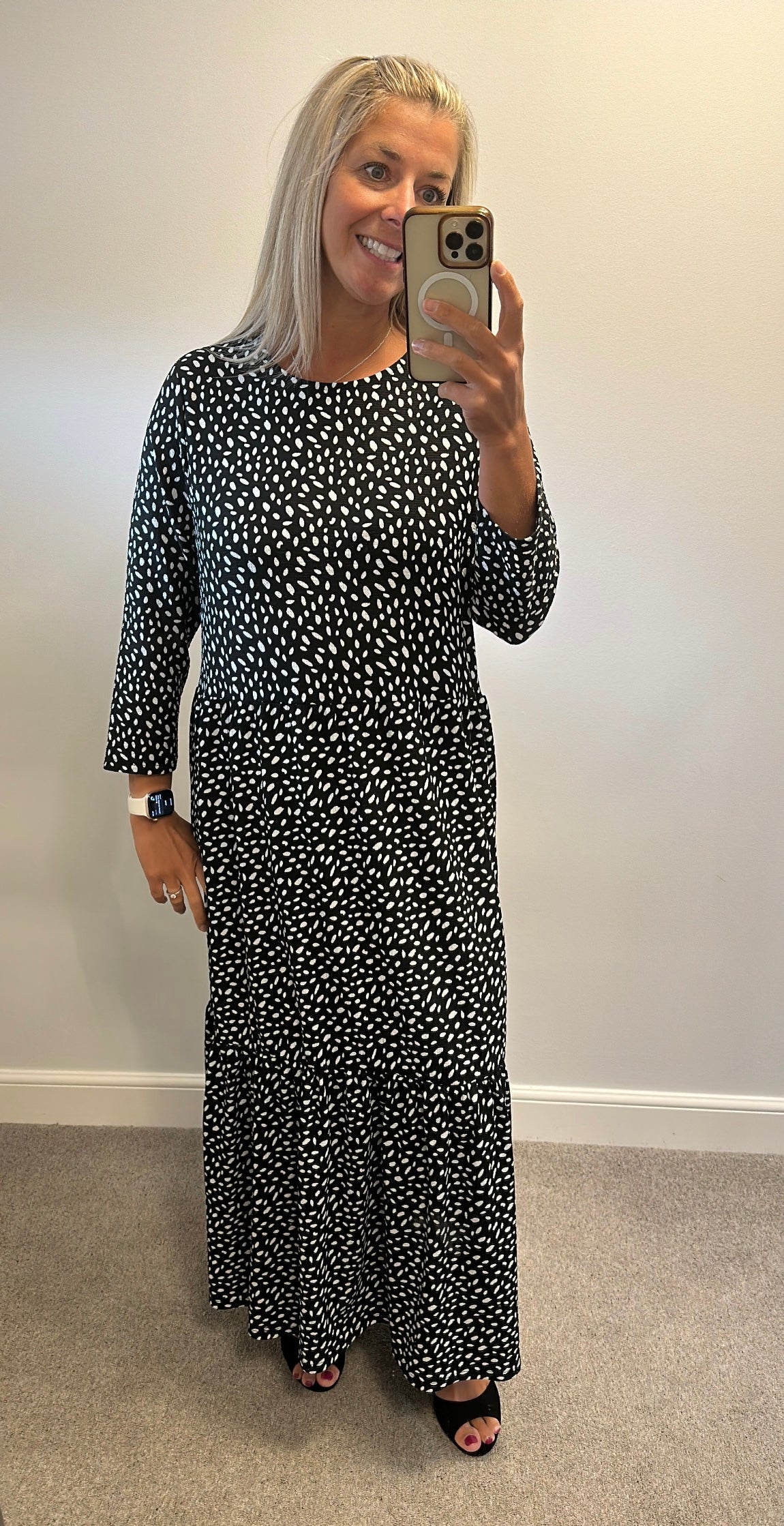 River island Black and white polka dot dress size 16