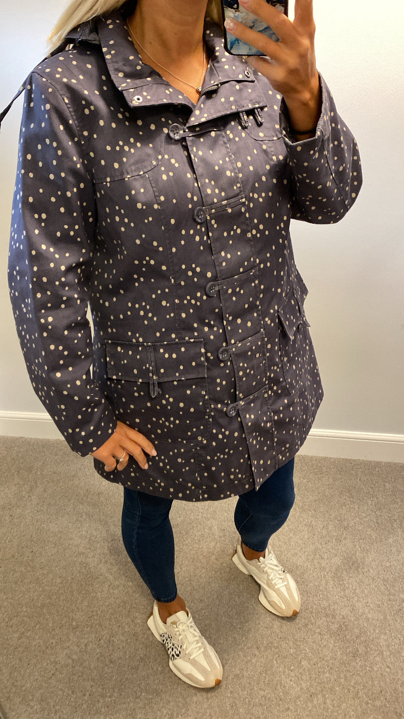 White stuff blue polka dot jacket (detachable hood) size 16