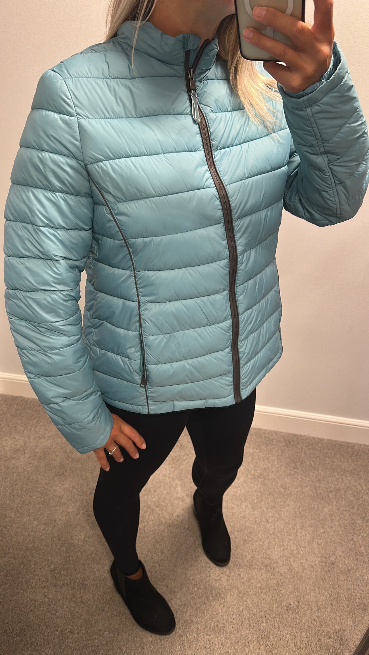 White stuff turquoise blue nylon puff jacket size 16