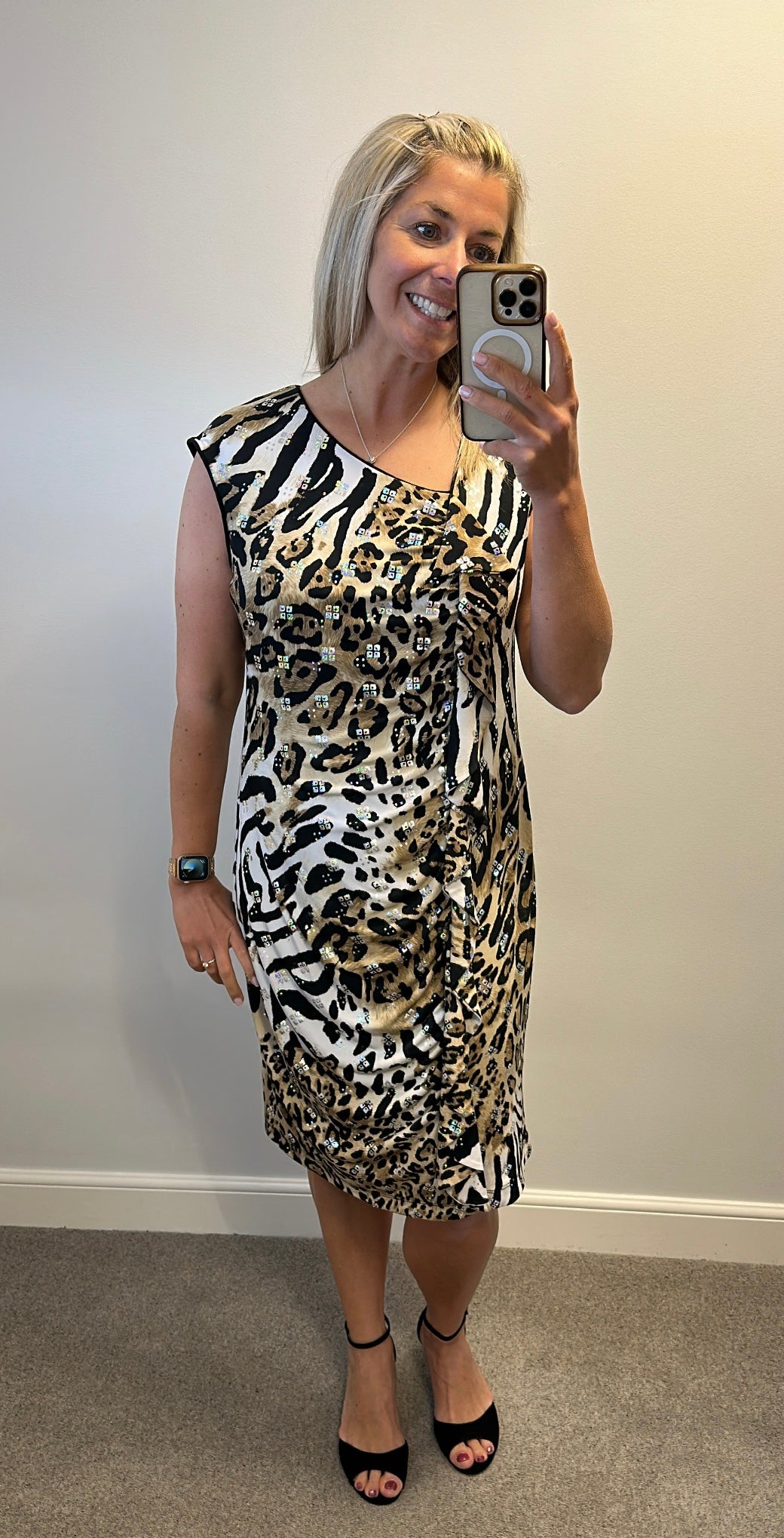 Frank Lyman animal print sequin dress size 18