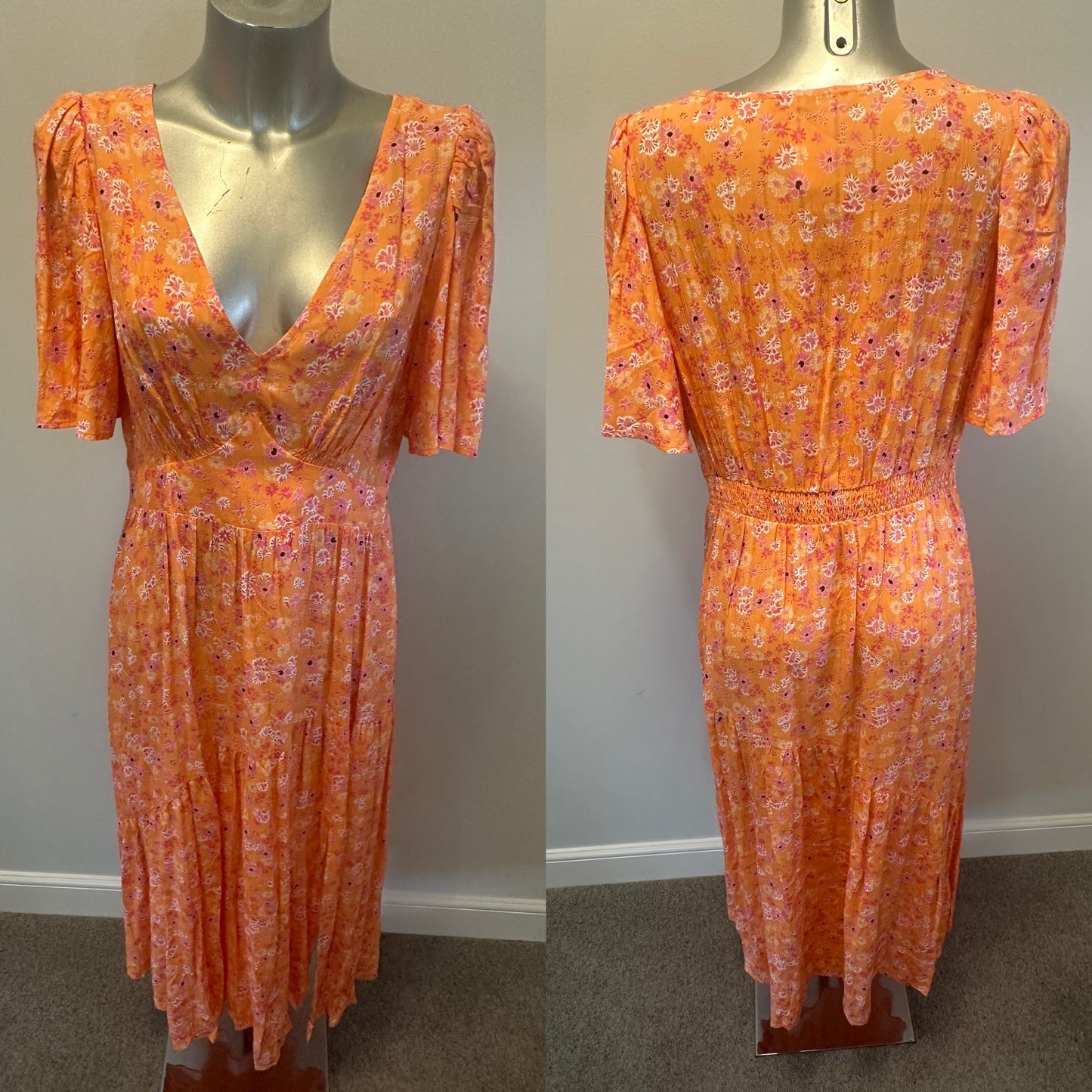 Oliver Bonas orange floral dress size 10