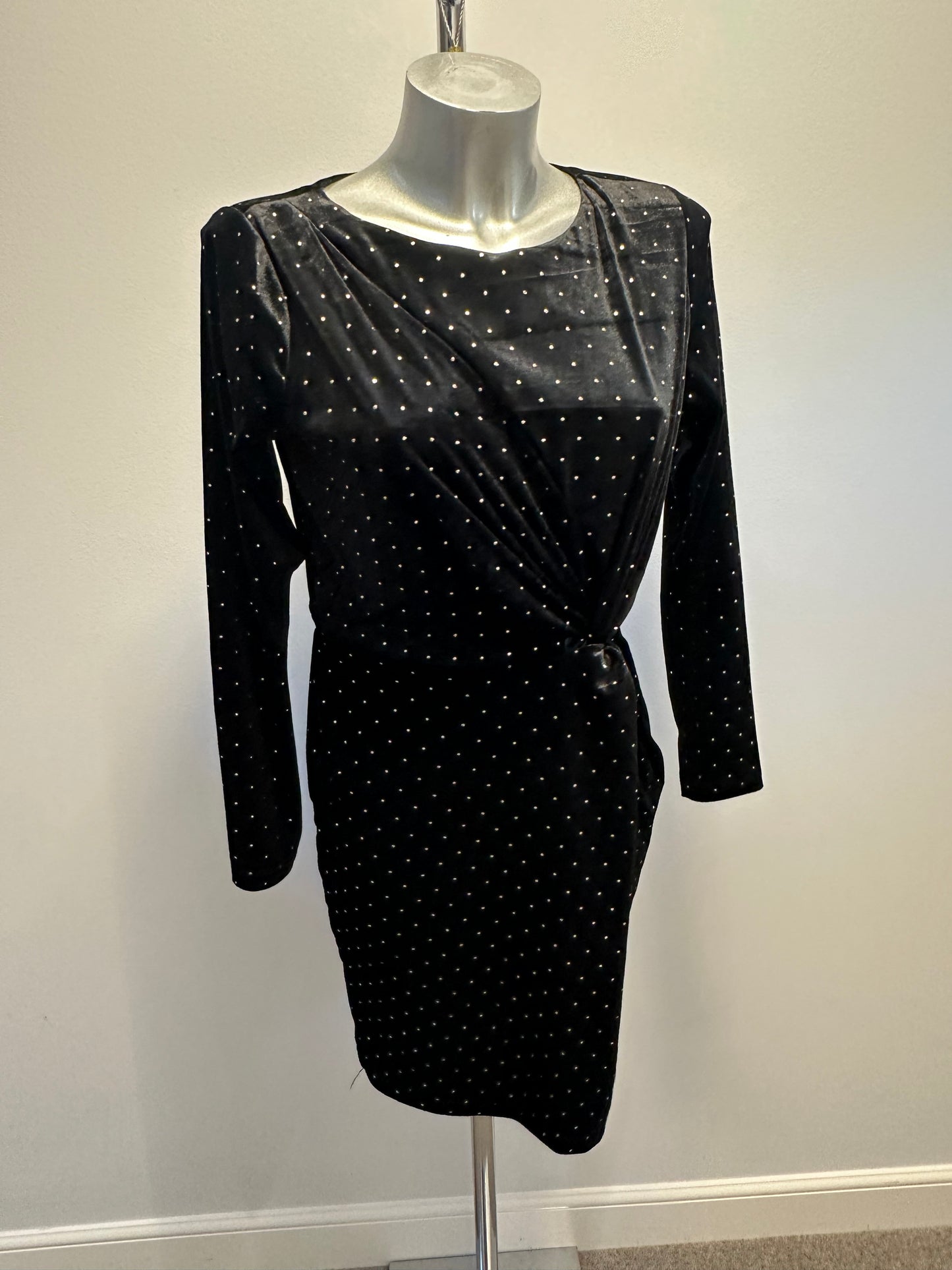 Little mistress black and gold velvet dress size 10