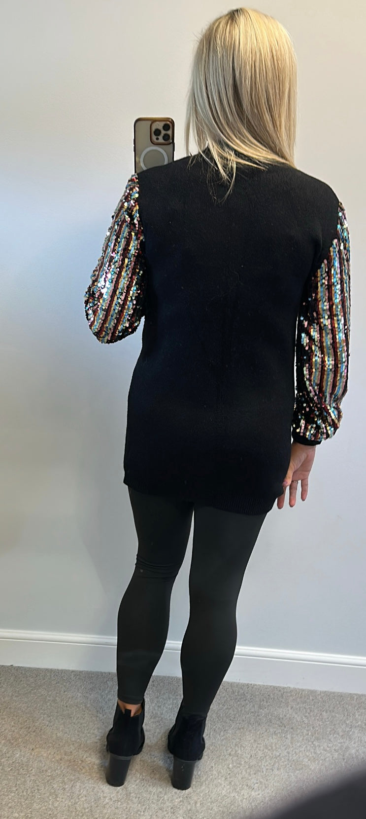 Girls on film black knit sequin jumper one size fitting upto size 14